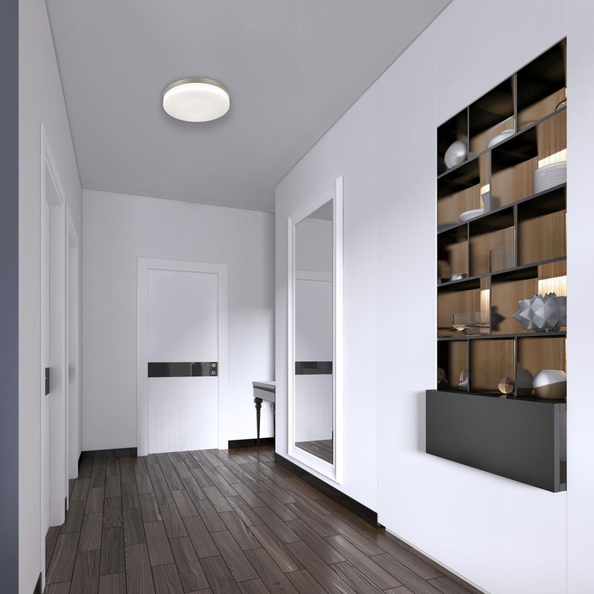 Oscar 14" LED Flush Mount, Satin Nickel Finish