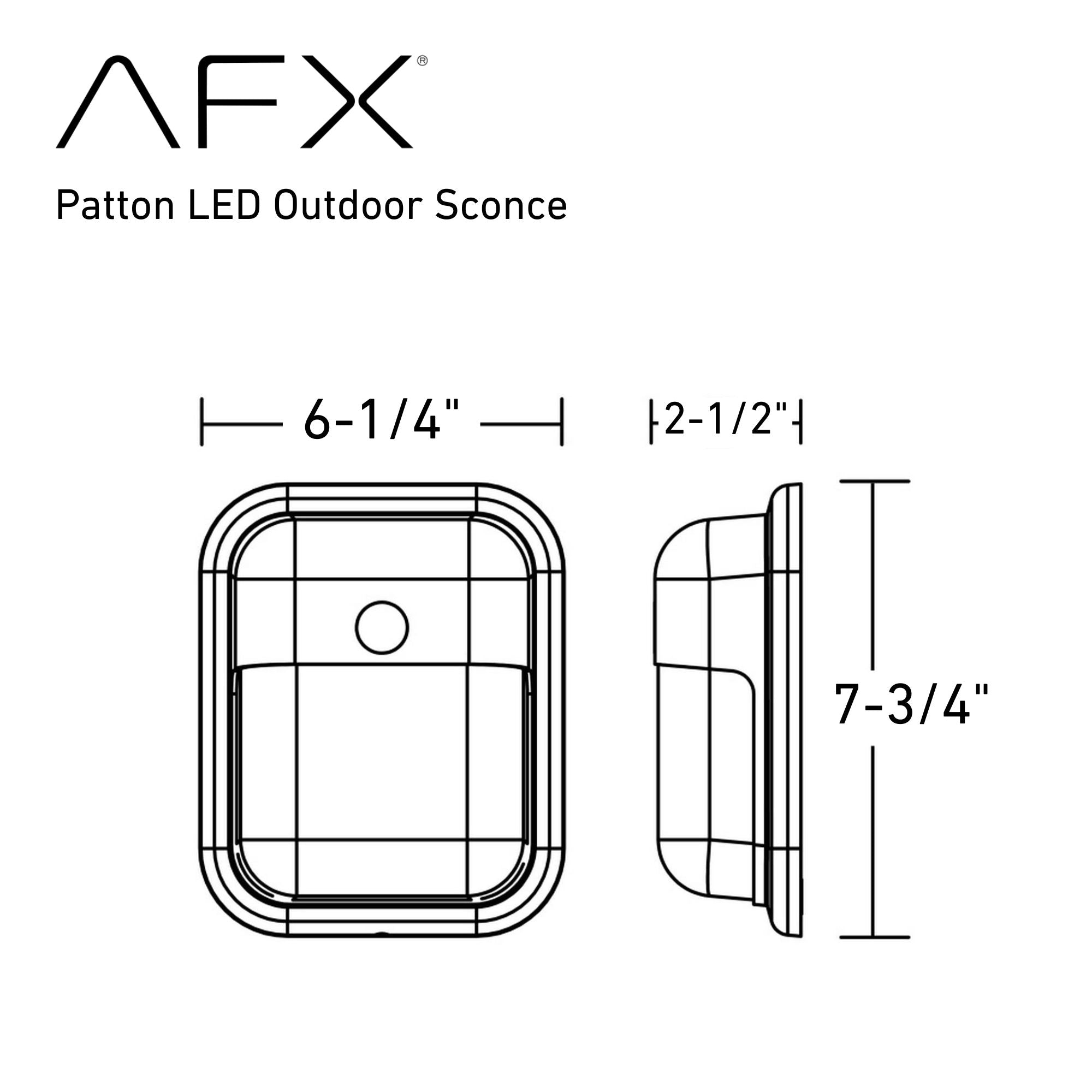 Patton 8" Dusk to Dawn LED Outdoor Wall Sconce, Black Finish
