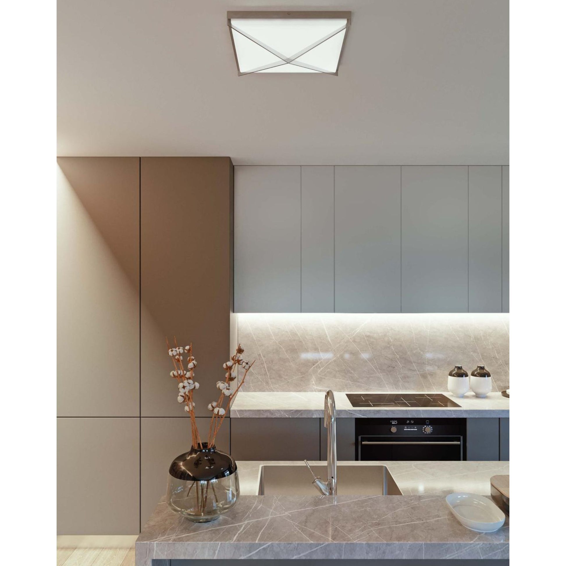 Pearson 12" LED Flush Mount, Satin Nickel Finish - Bees Lighting