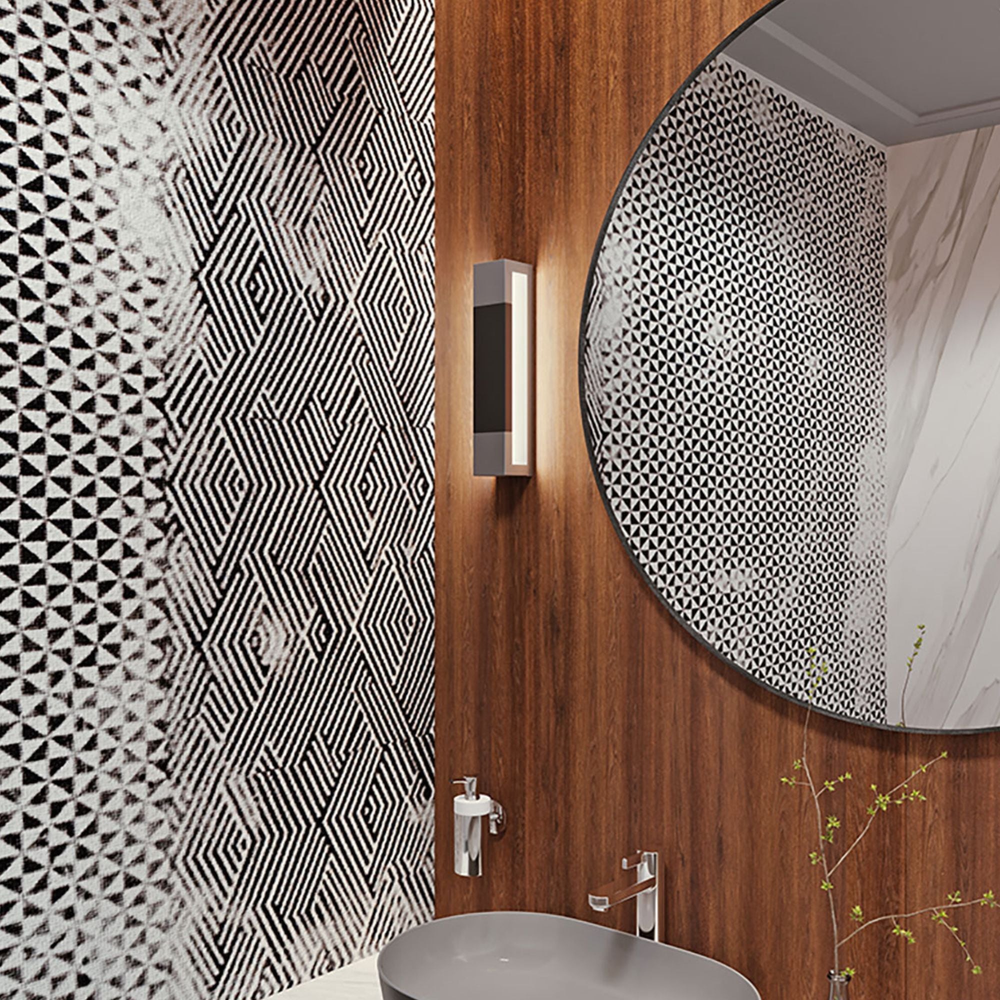 Post 14" LED Wall Sconce, Satin Nickel and Dark Grey Finish - Bees Lighting