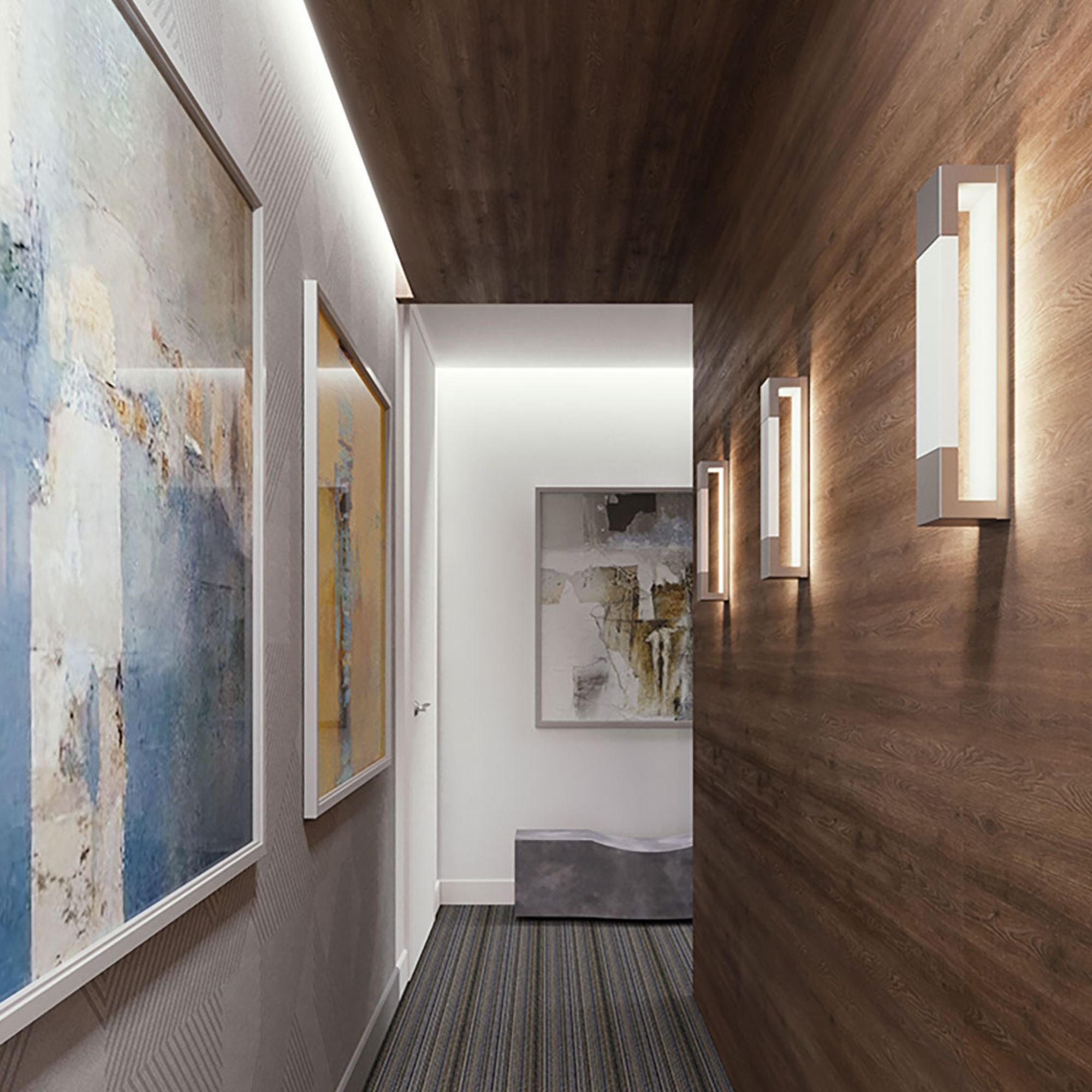 Post 14" LED Wall Sconce, Satin Nickel and Dark Grey Finish - Bees Lighting