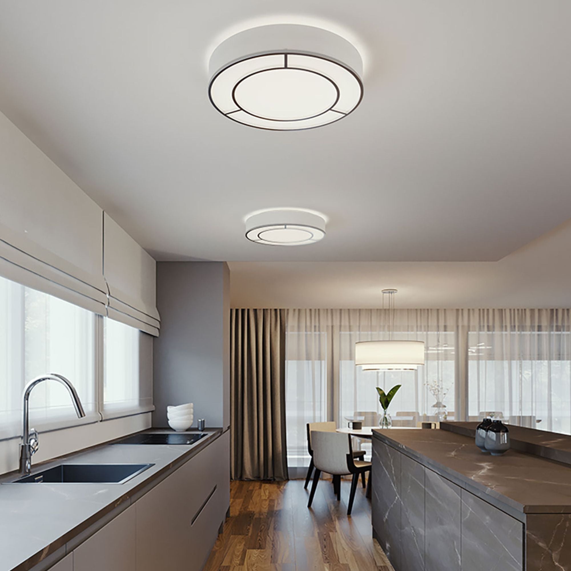 Reeves 16" LED Flush Mount, Satin Nickel Finish