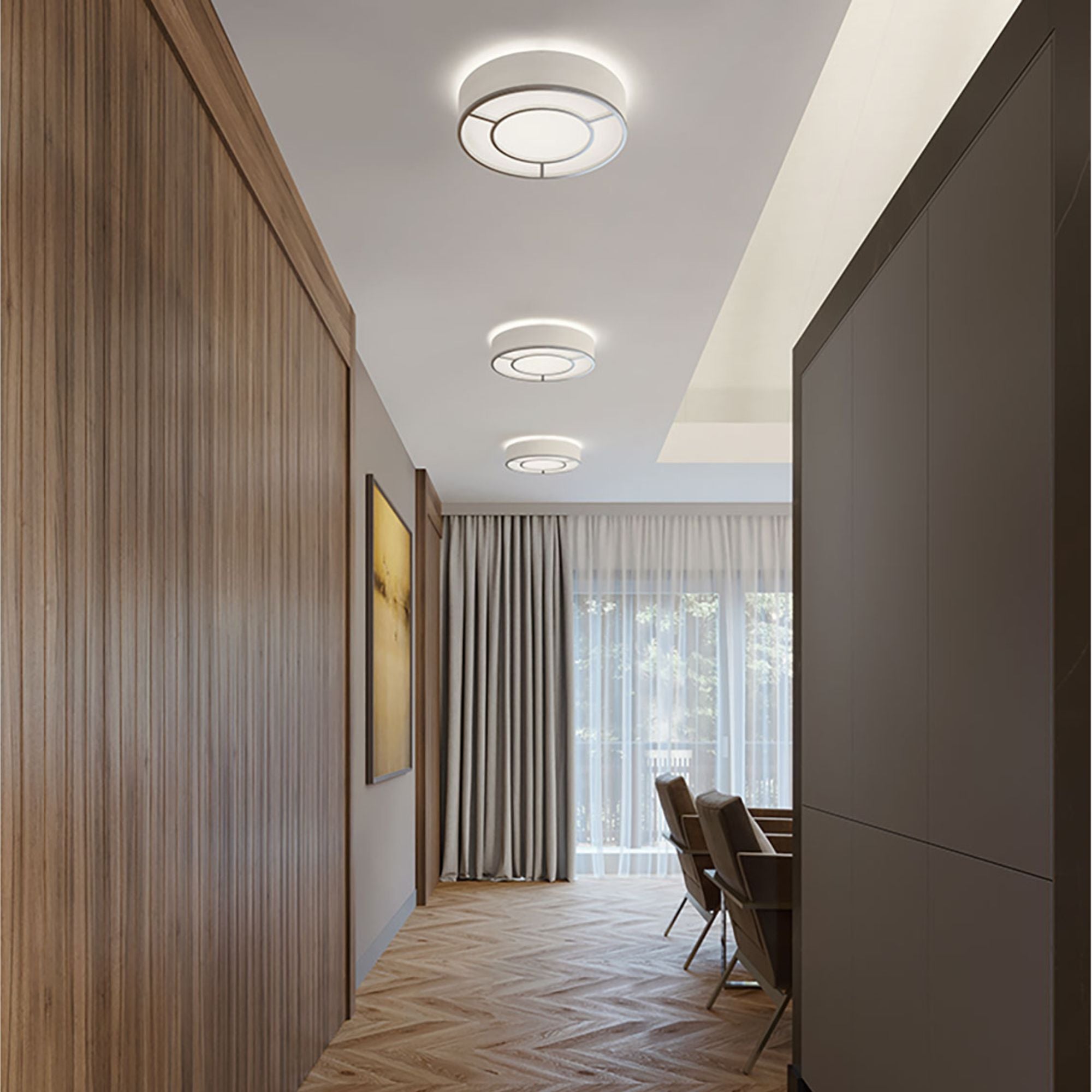 Reeves 20" LED Flush Mount, Satin Nickel Finish