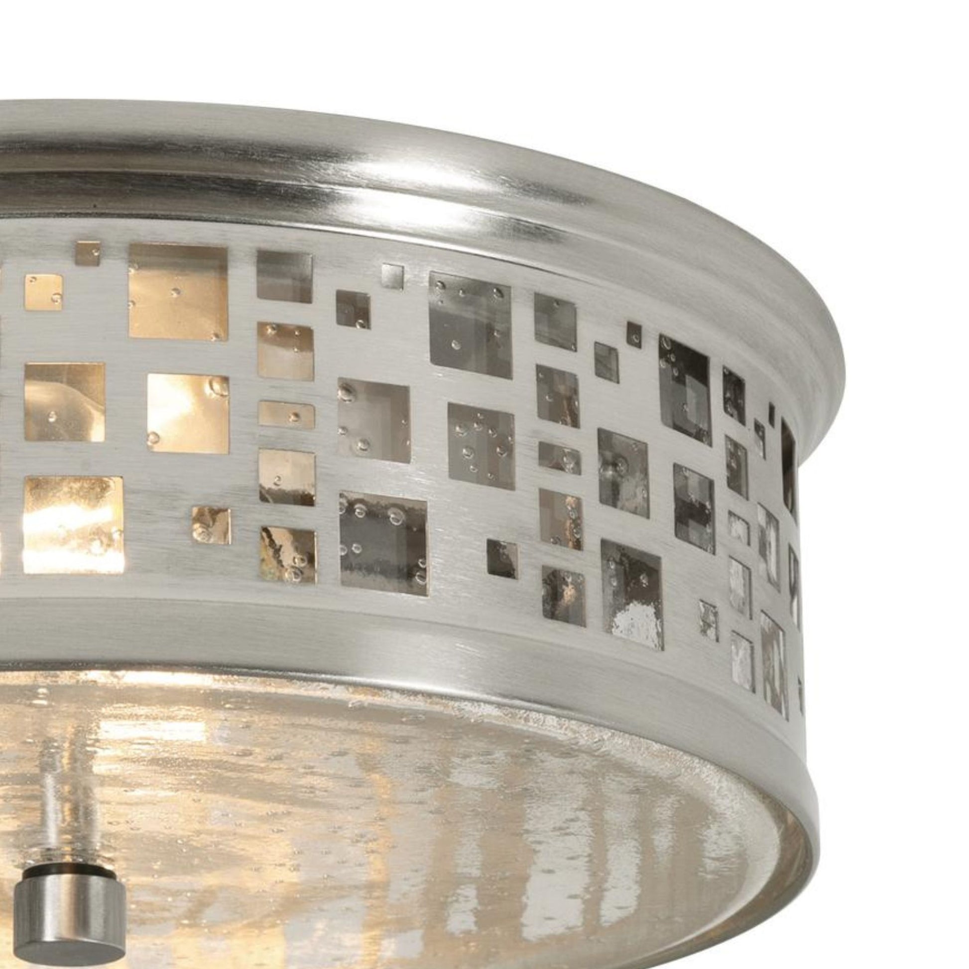 Roscoe 11" 2-Light Flush Mount, Satin Nickel Finish - Bees Lighting