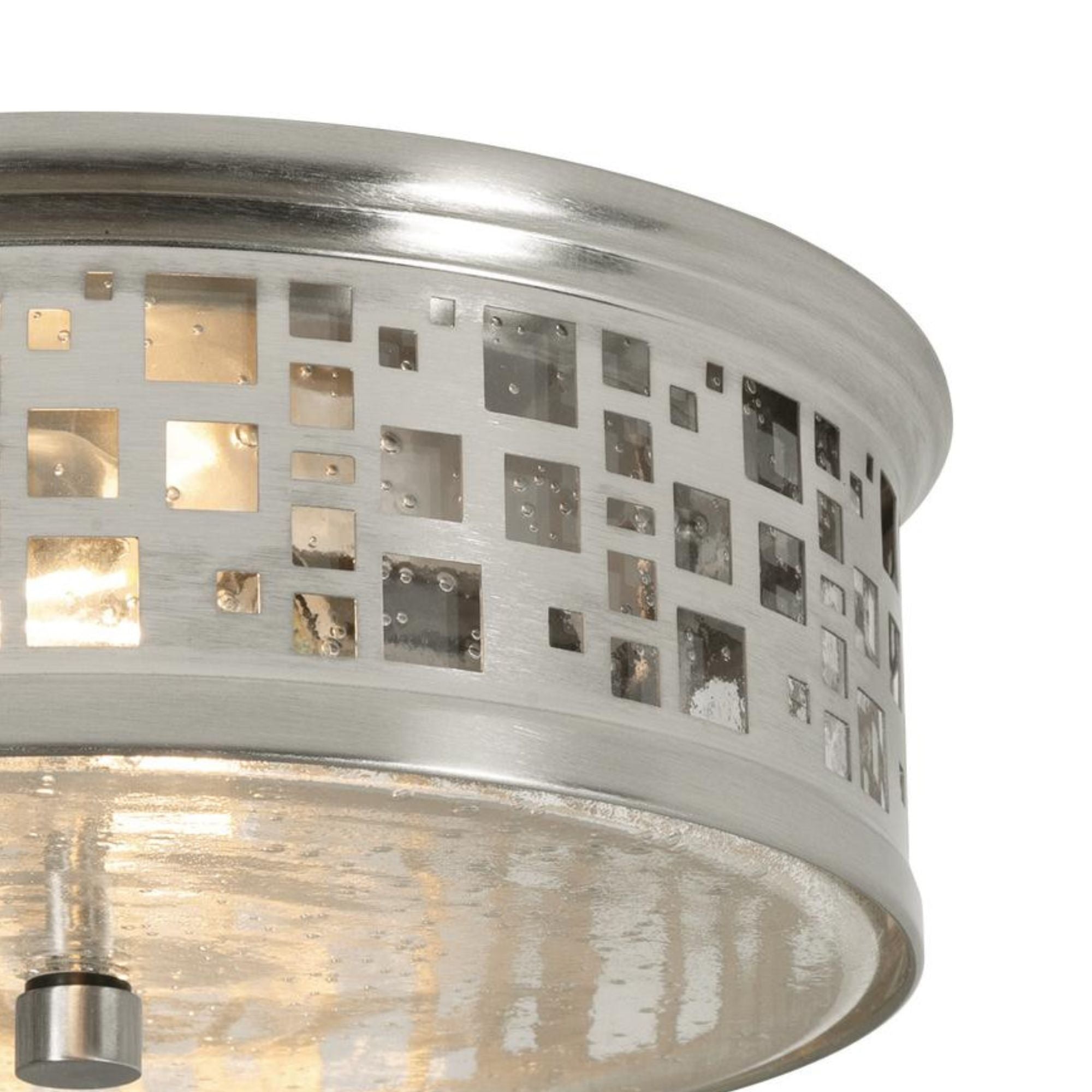 Roscoe 11" 2-Light Flush Mount, Satin Nickel Finish - Bees Lighting