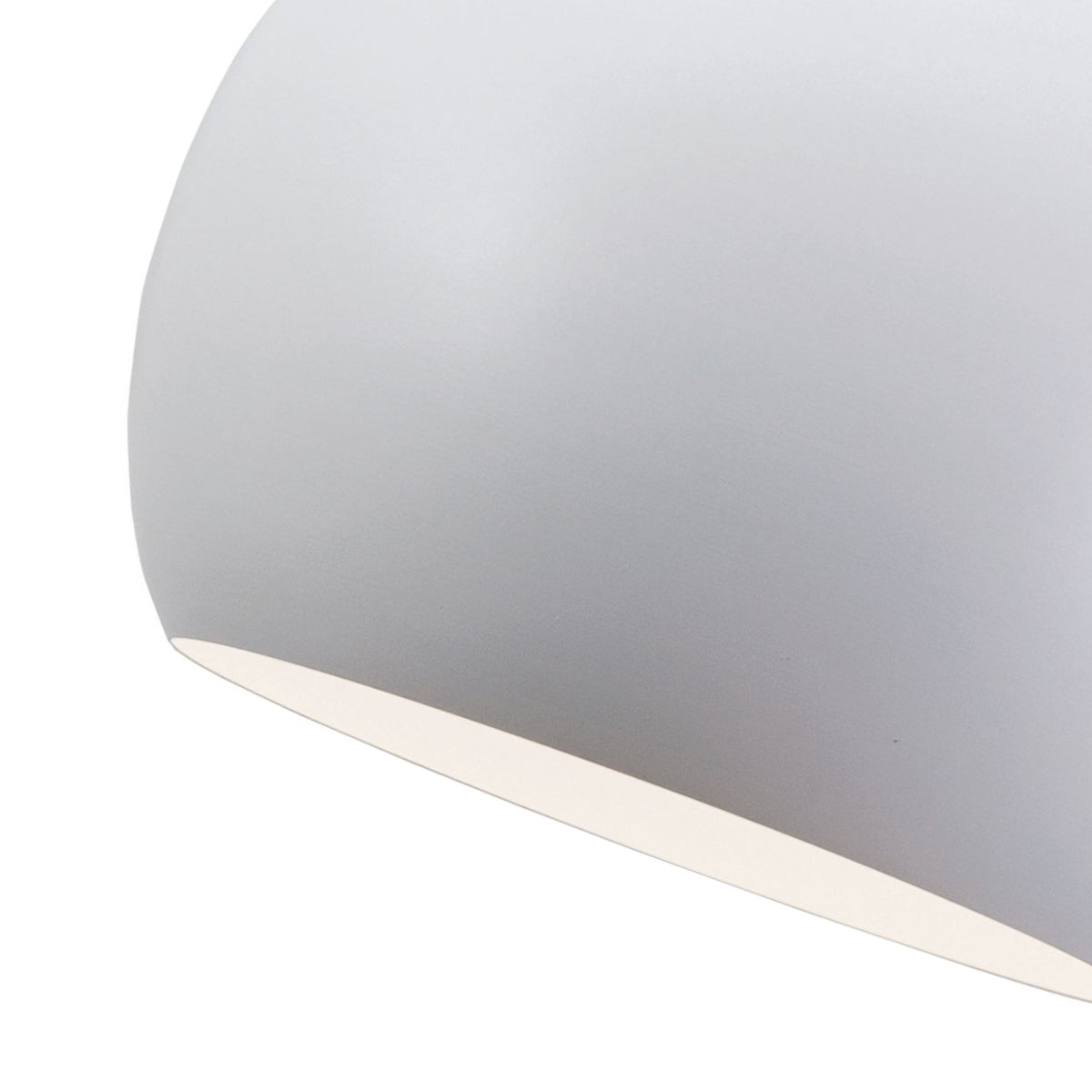 White glass pendant shade with smooth curved silhouette underside