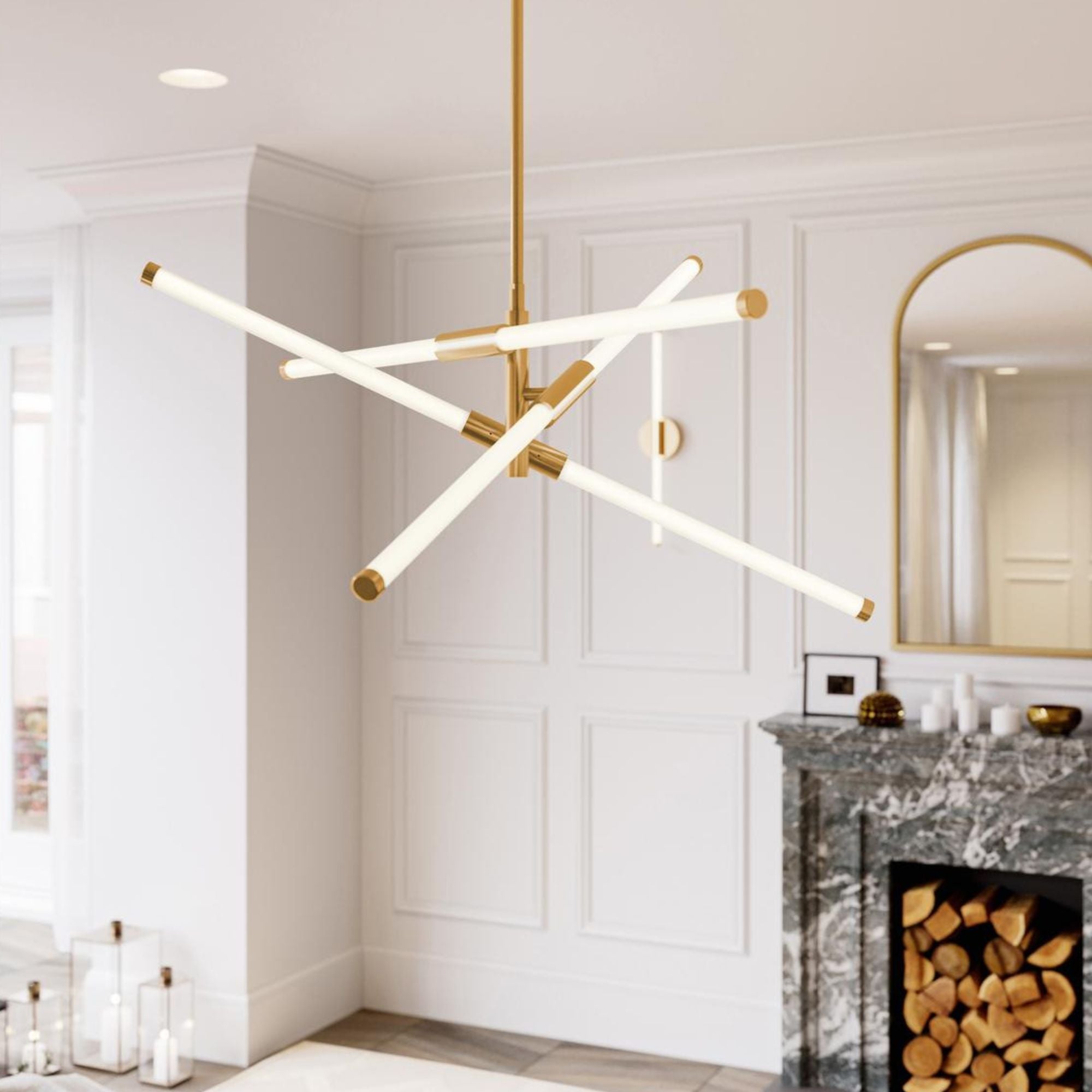 Rusnak 3 Lights 30 In. LED Pendant Light Satin Brass Finish - Bees Lighting