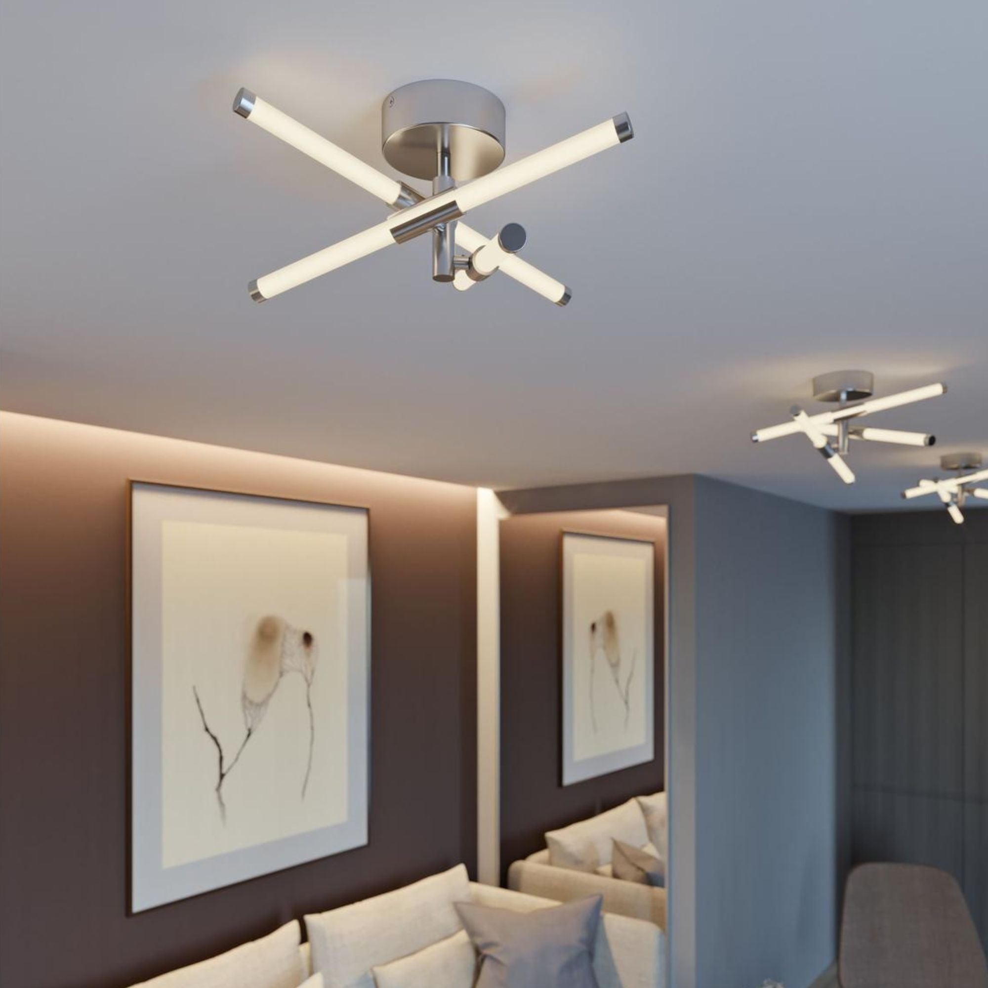 Rusnak 16" LED Semi Flush Mount, Polished Chrome Finish