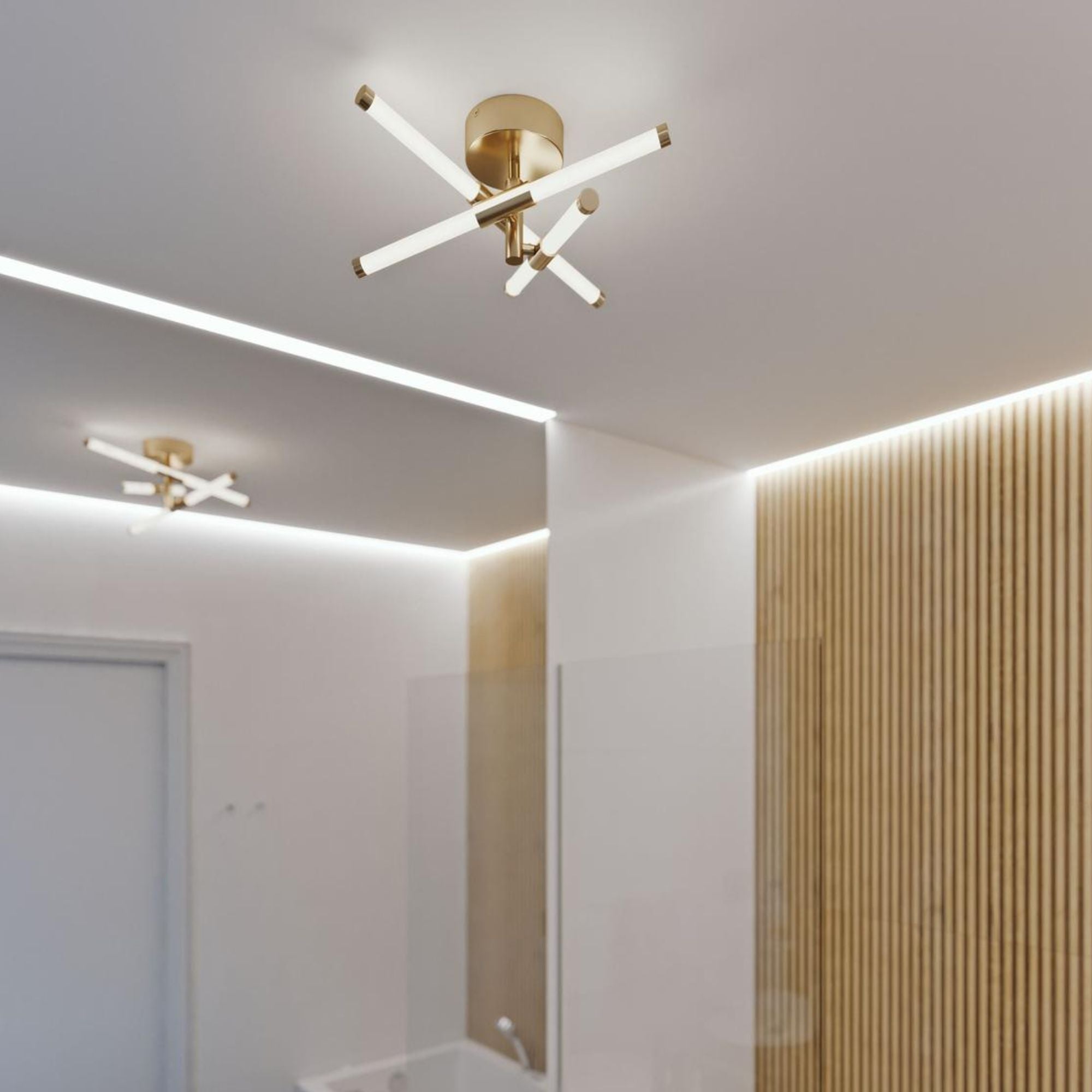 Rusnak 16" LED Semi Flush Mount, Satin Brass Finish