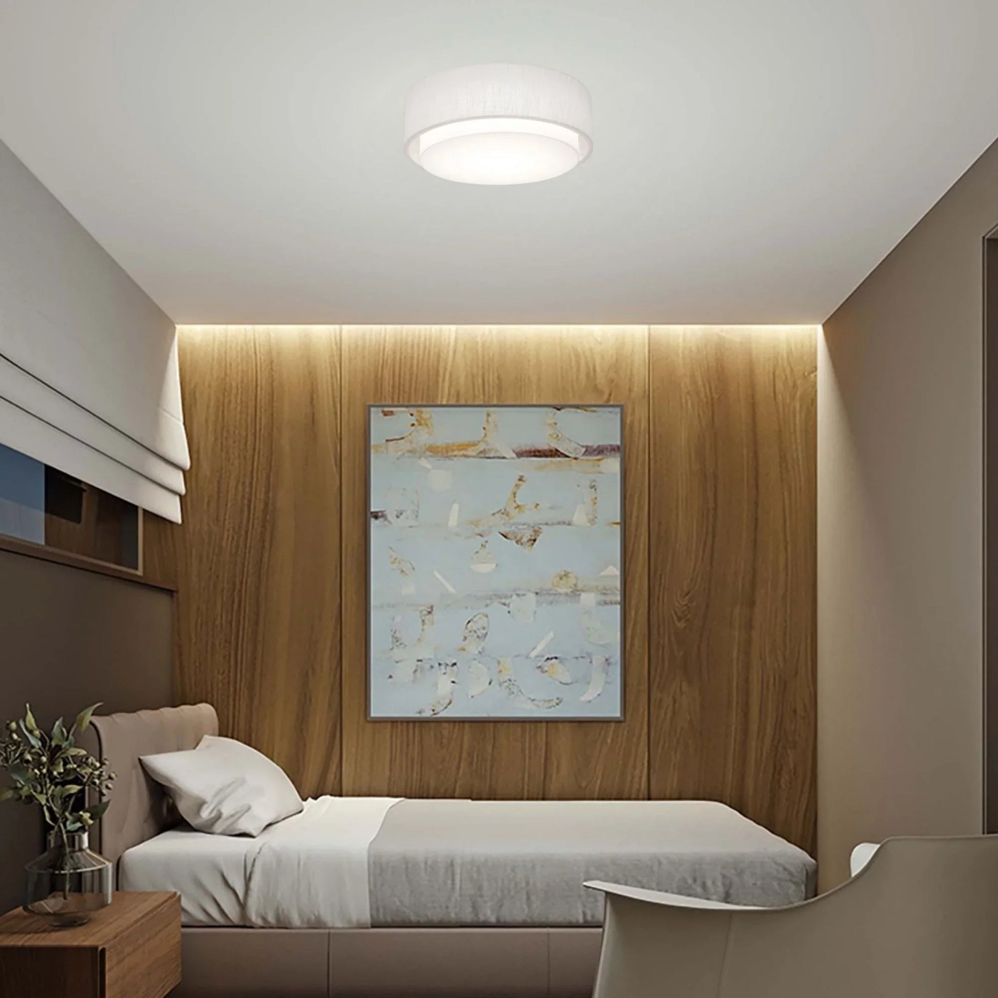 AFX Lighting - Sanibel 18" 3-Light Flush Mount, Linen White Finish | Bees Lighting