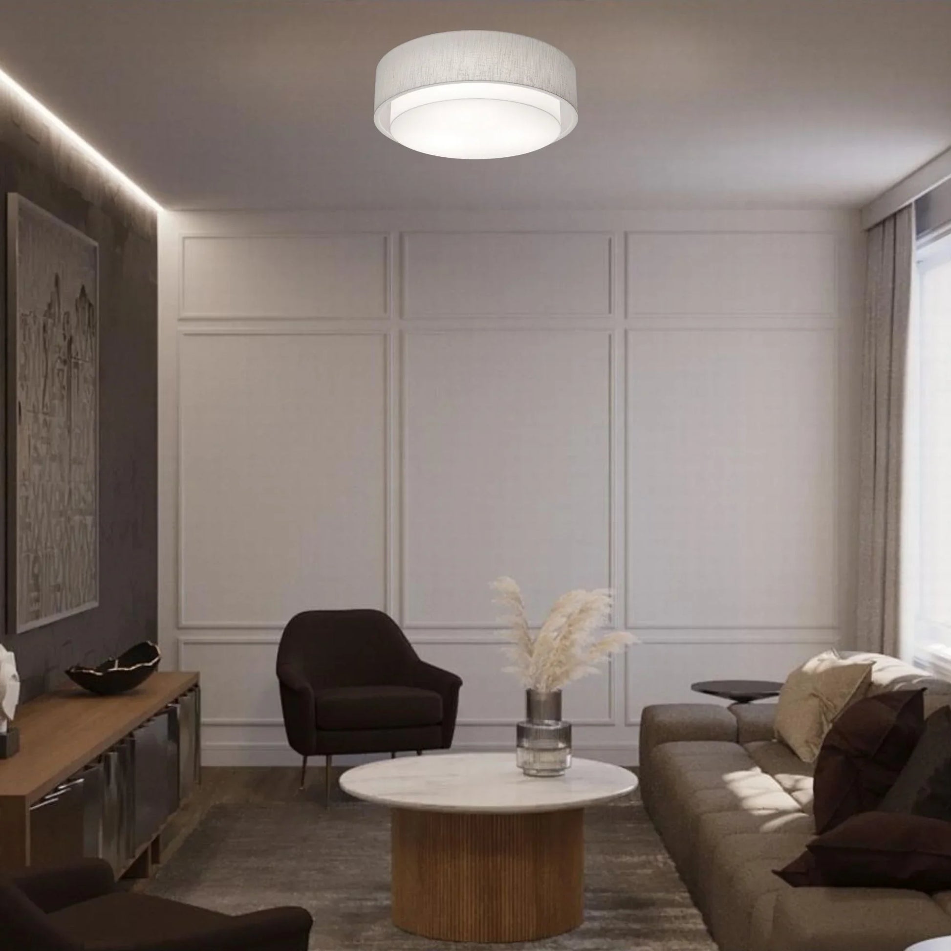 AFX Lighting - Sanibel 23" 3-Light Flush Mount, Linen White Finish | Bees Lighting