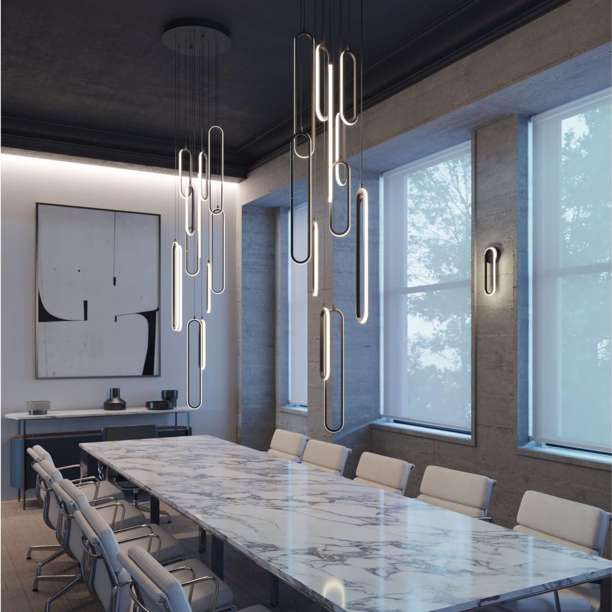 Sienna 18'' 12 Lights Round LED Pendant Light, Black Finish - Bees Lighting