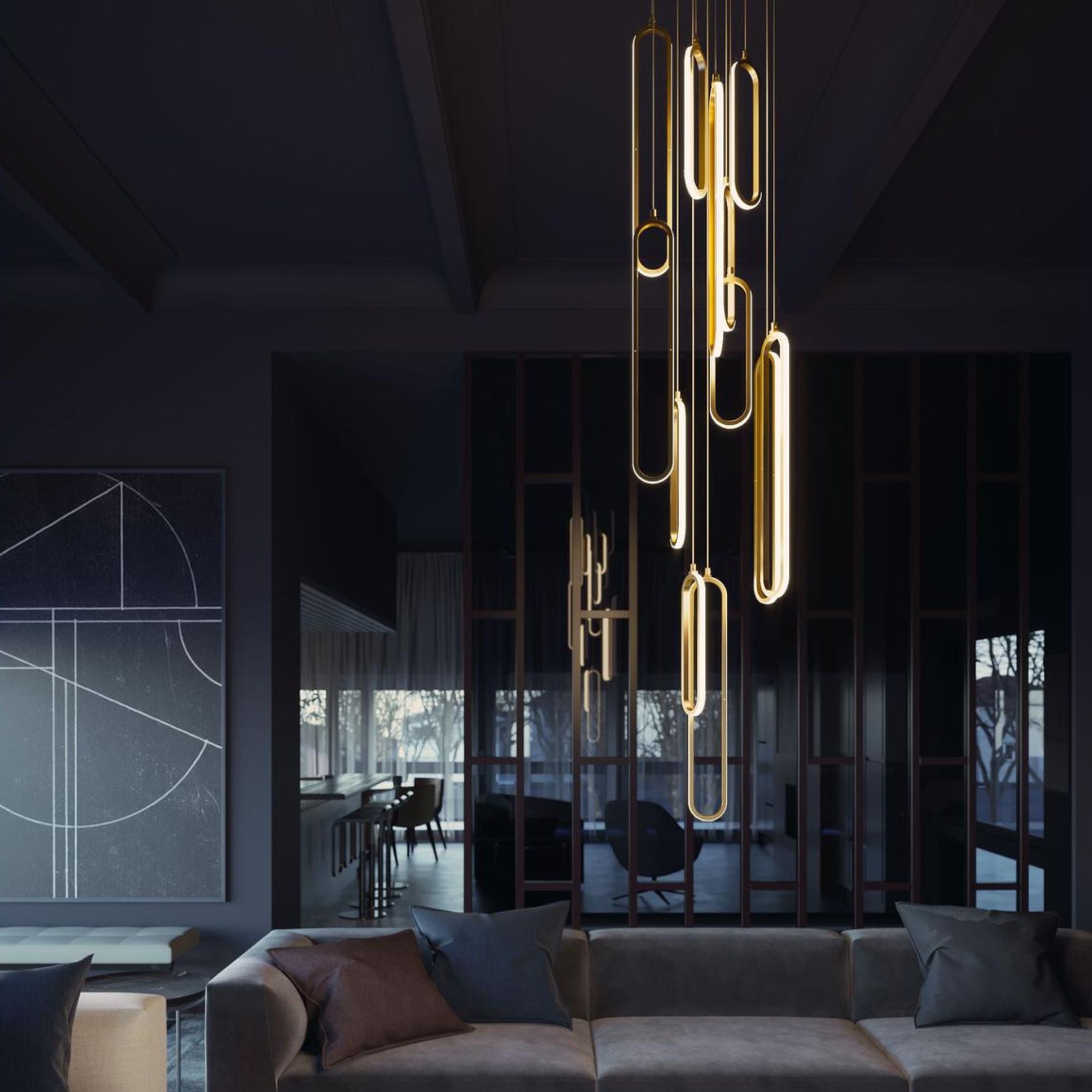 Sienna 18'' 12 Lights Round LED Pendant Light, Black Finish - Bees Lighting