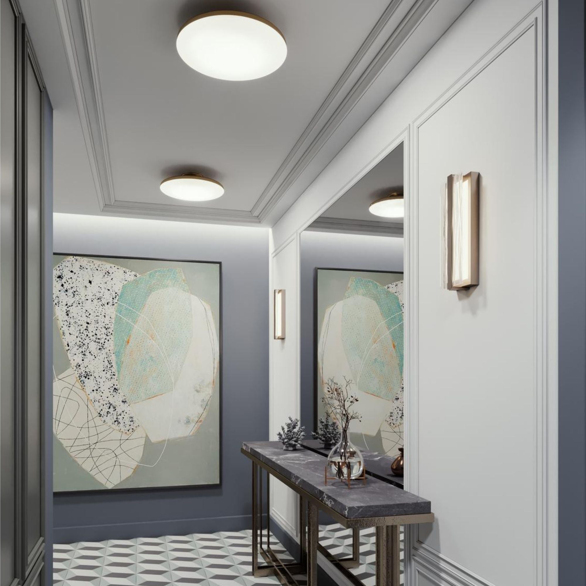 Skye 15 in. LED Semi Flush Mount Light Selectable CCT Satin Nickel finish - Bees Lighting