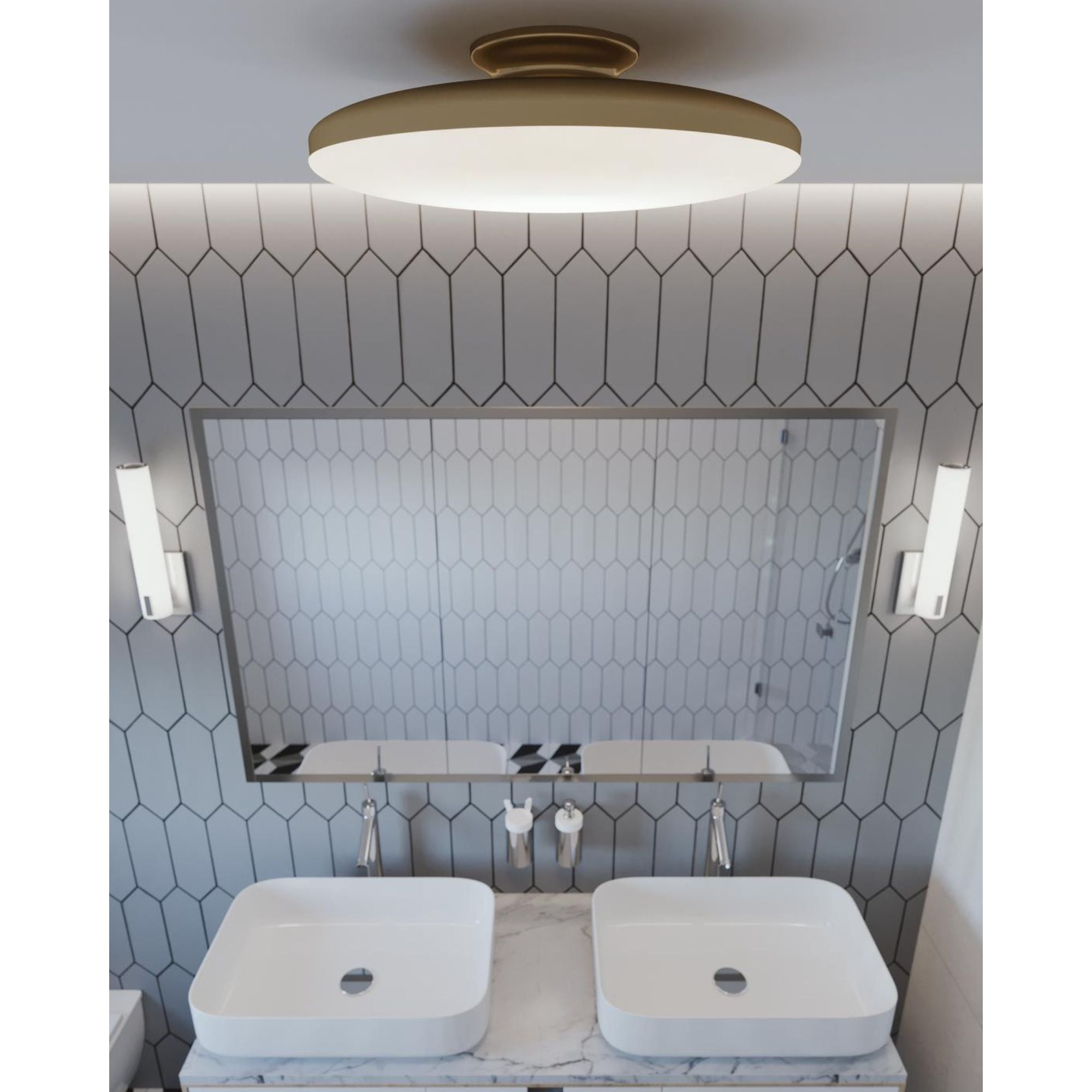 Skye 19 in. LED Semi Flush Mount Light Selectable CCT Satin Brass finish - Bees Lighting