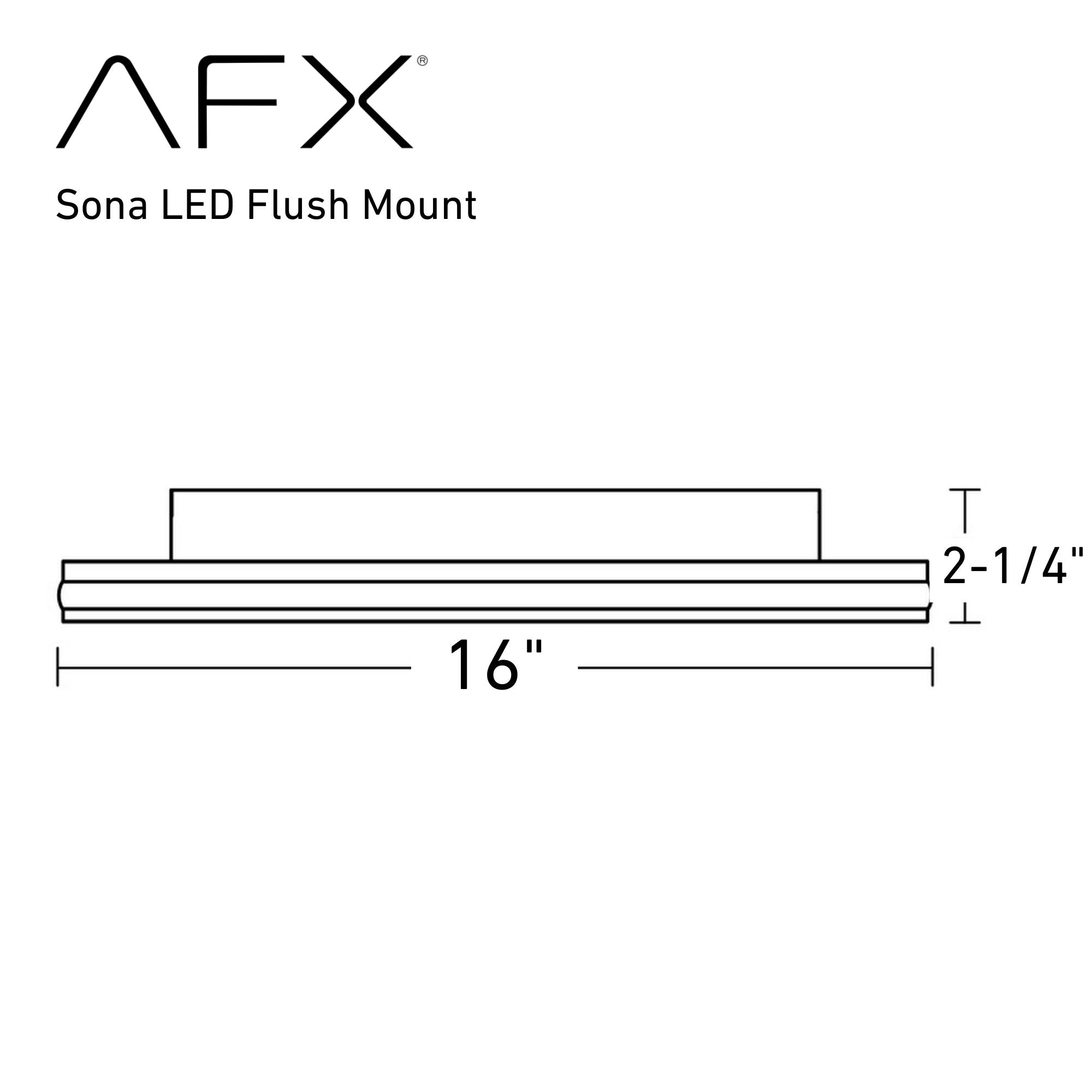 Sona 16" LED Flush Mount, Black Finish