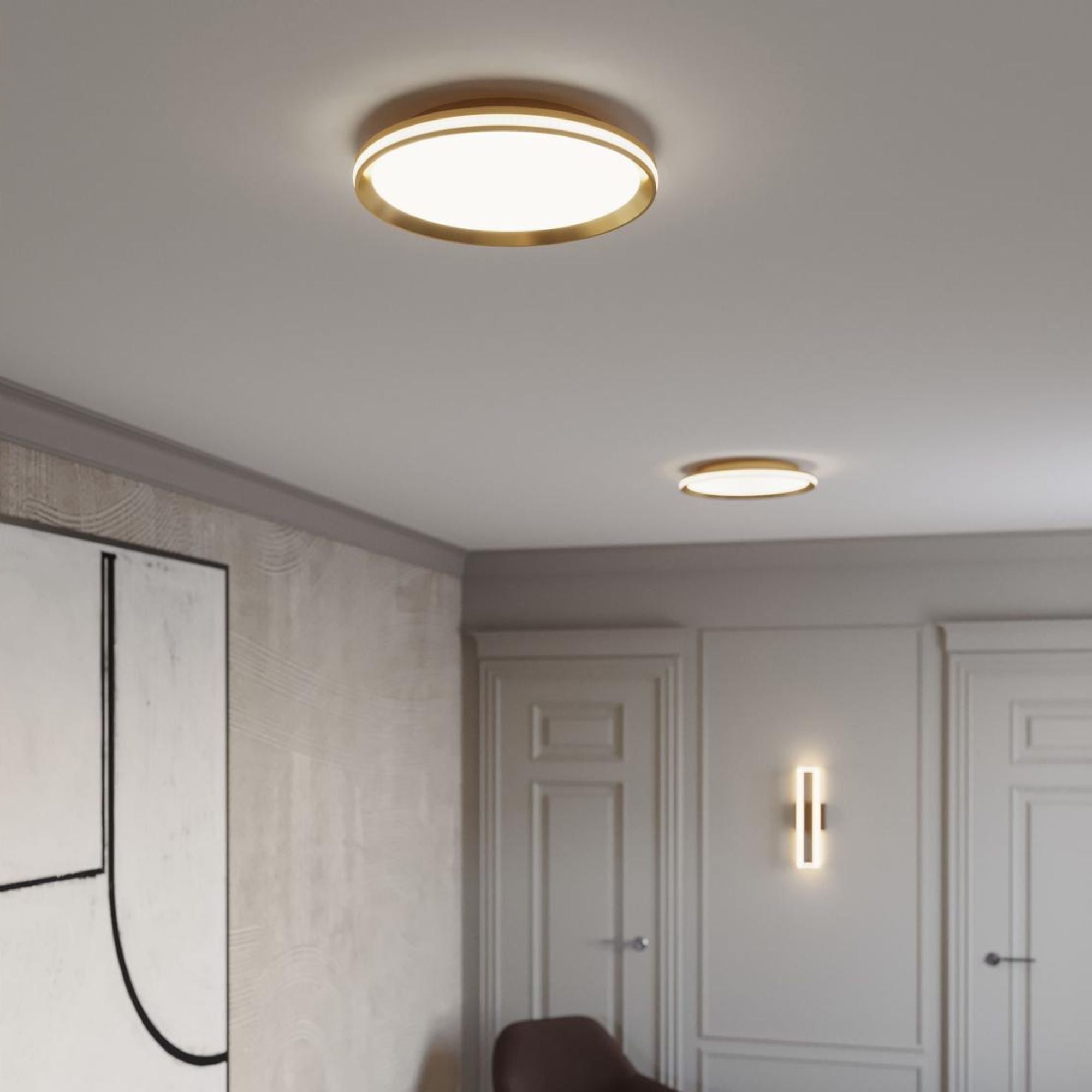 Sona 16" LED Flush Mount, Satin Brass Finish