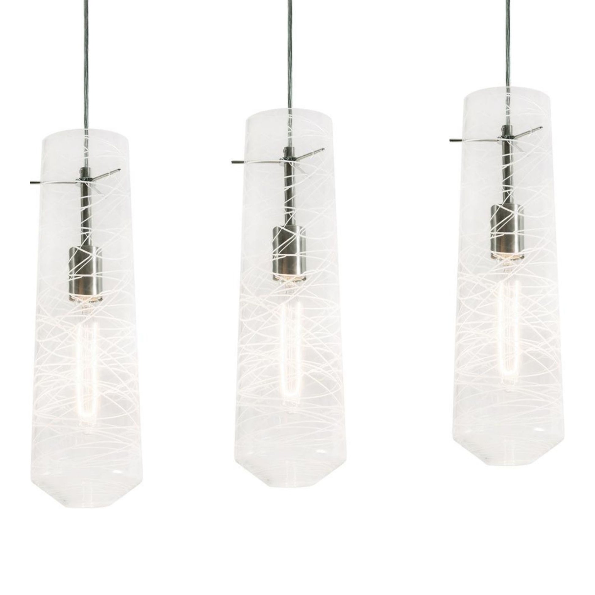 Spun 41" 3 Lights Linear Pendant Light Satin Nickel - Bees Lighting