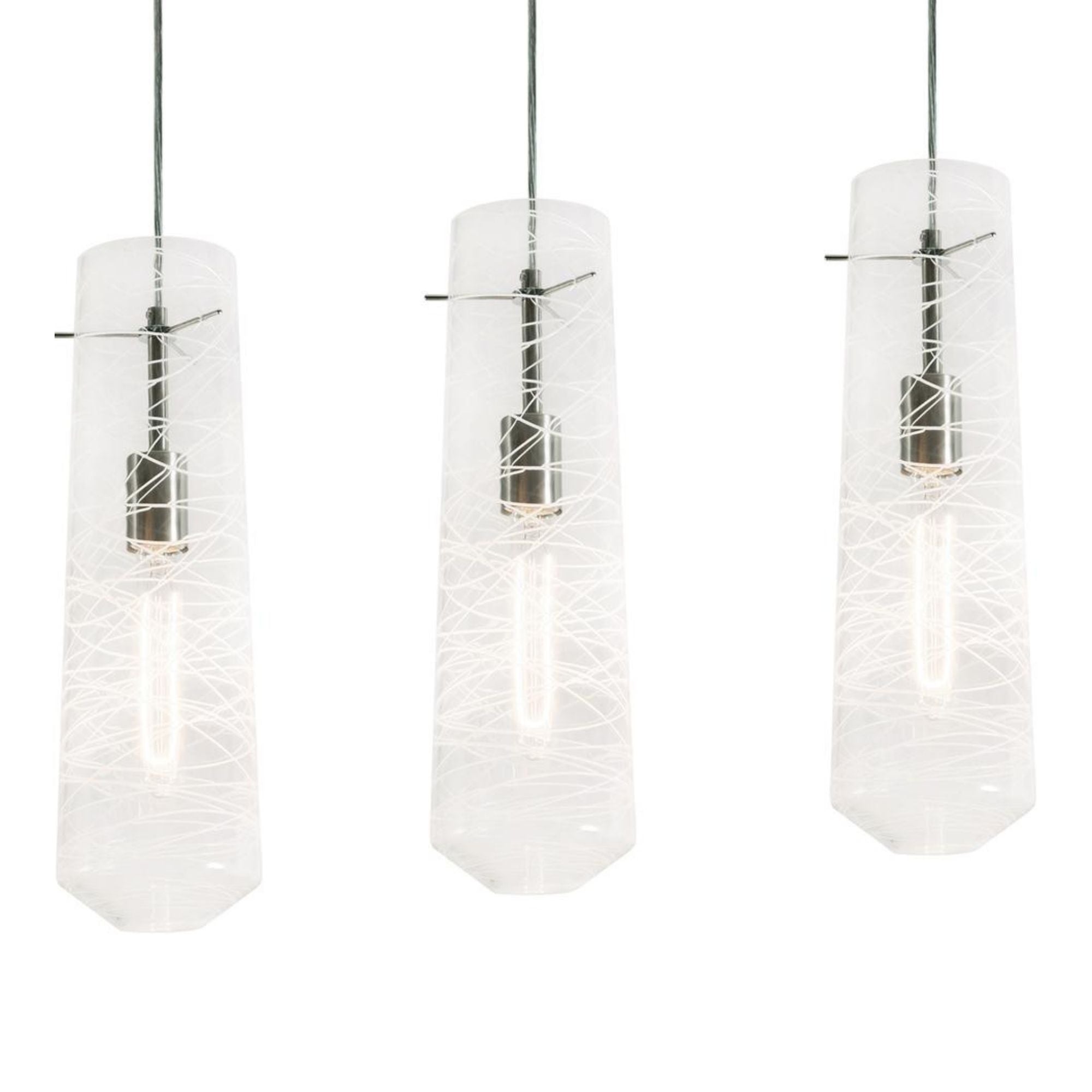 Spun 41" 3 Lights Linear Pendant Light Satin Nickel - Bees Lighting