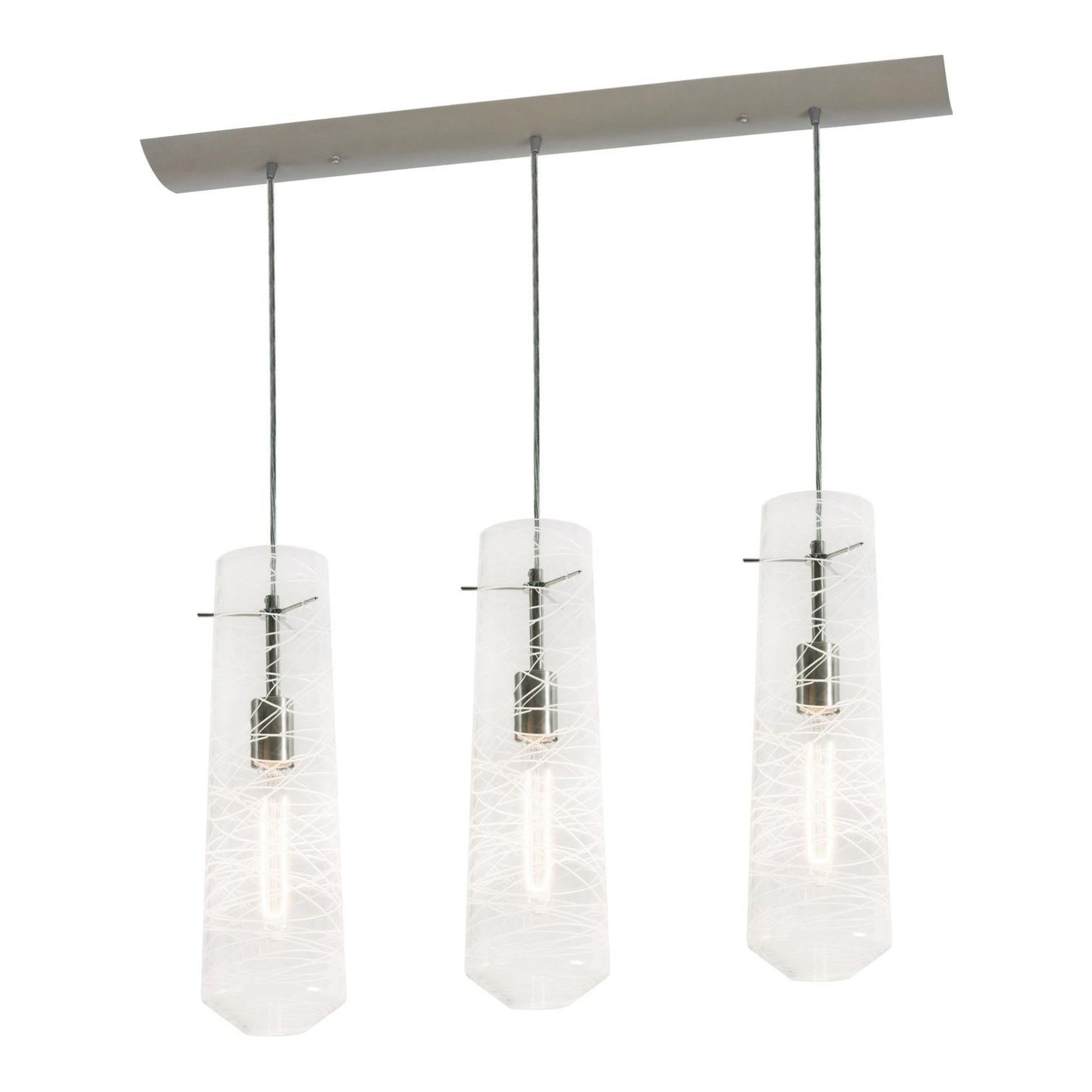 Spun 41" 3-Light Linear Pendant, Satin Nickel & Clear Shade - Bees Lighting