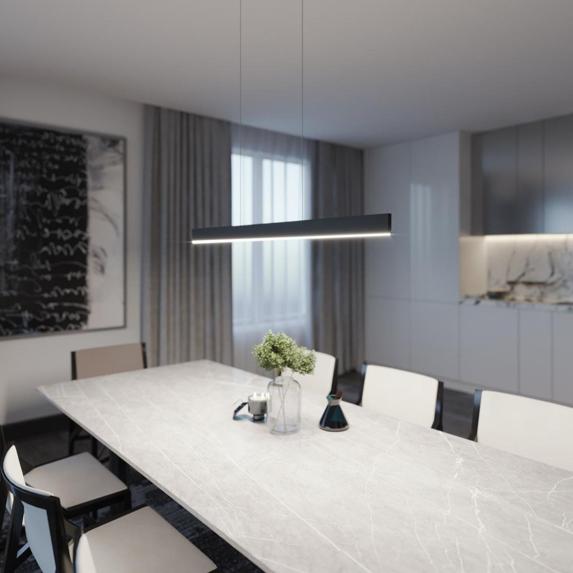 Stealth 46" LED Linear Pendant, Black Finish, 120V - Bees Lighting