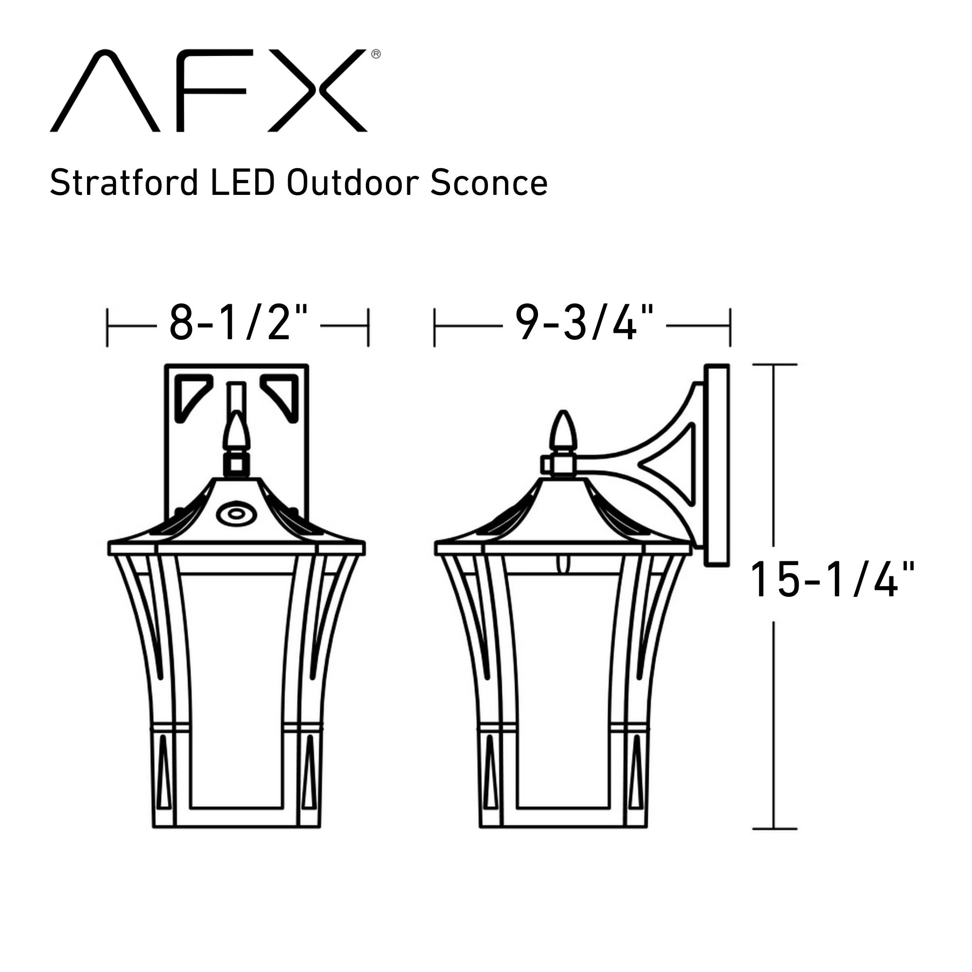 Stratford 15 in. LED Outdoor Wall Light Black Finish - Bees Lighting