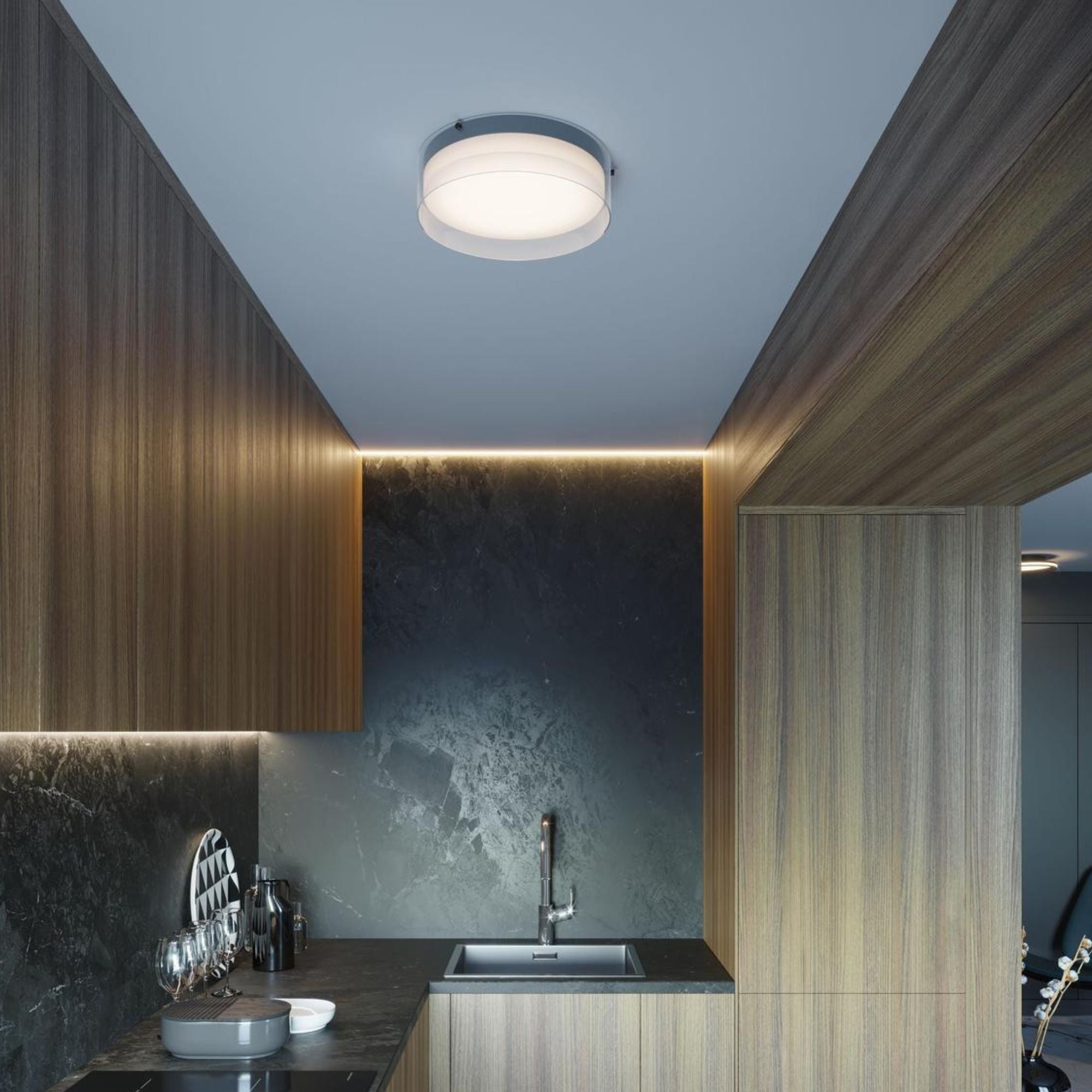 Studio 12" LED Flush Mount, Black Finish