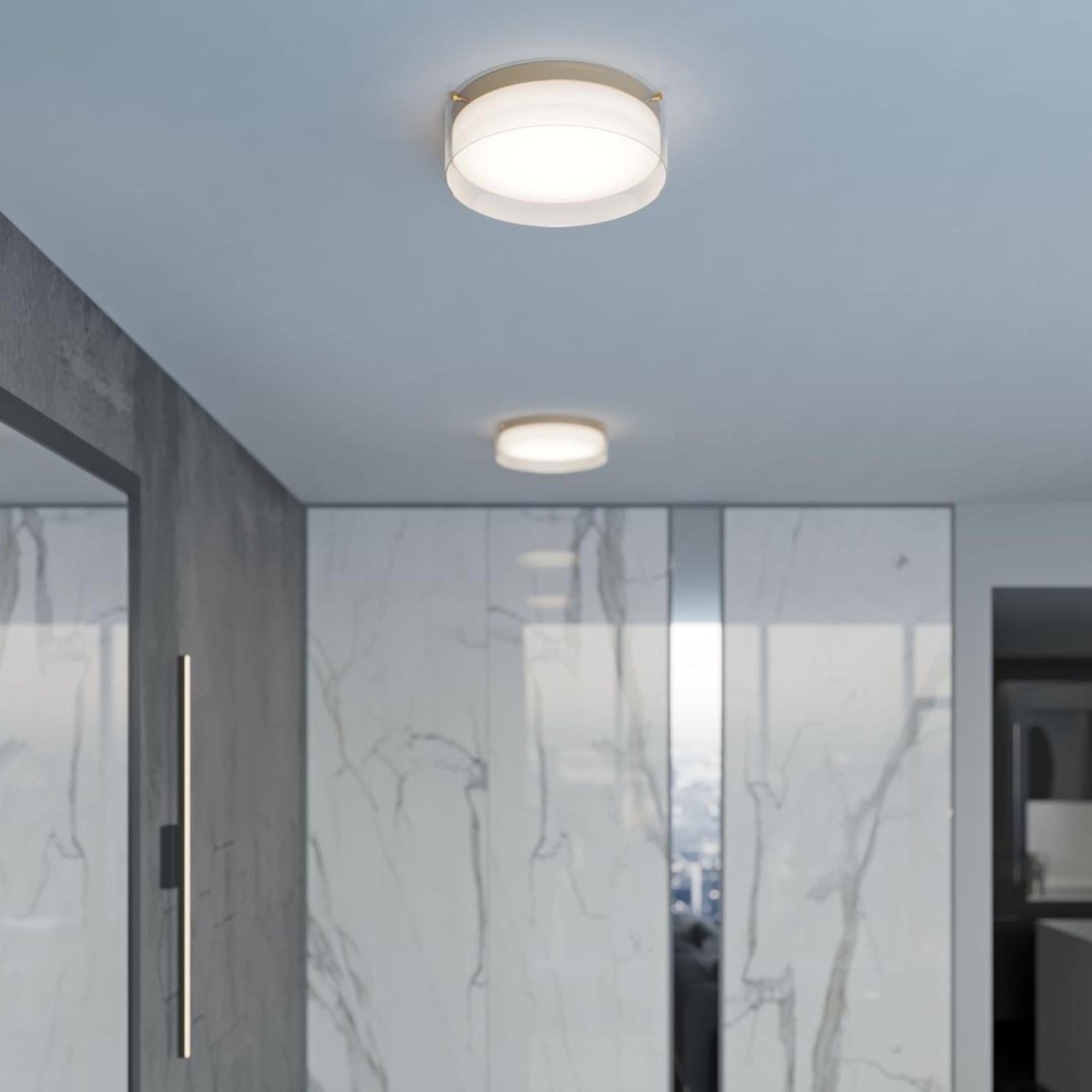 Studio 12" LED Flush Mount, Satin Brass Finish
