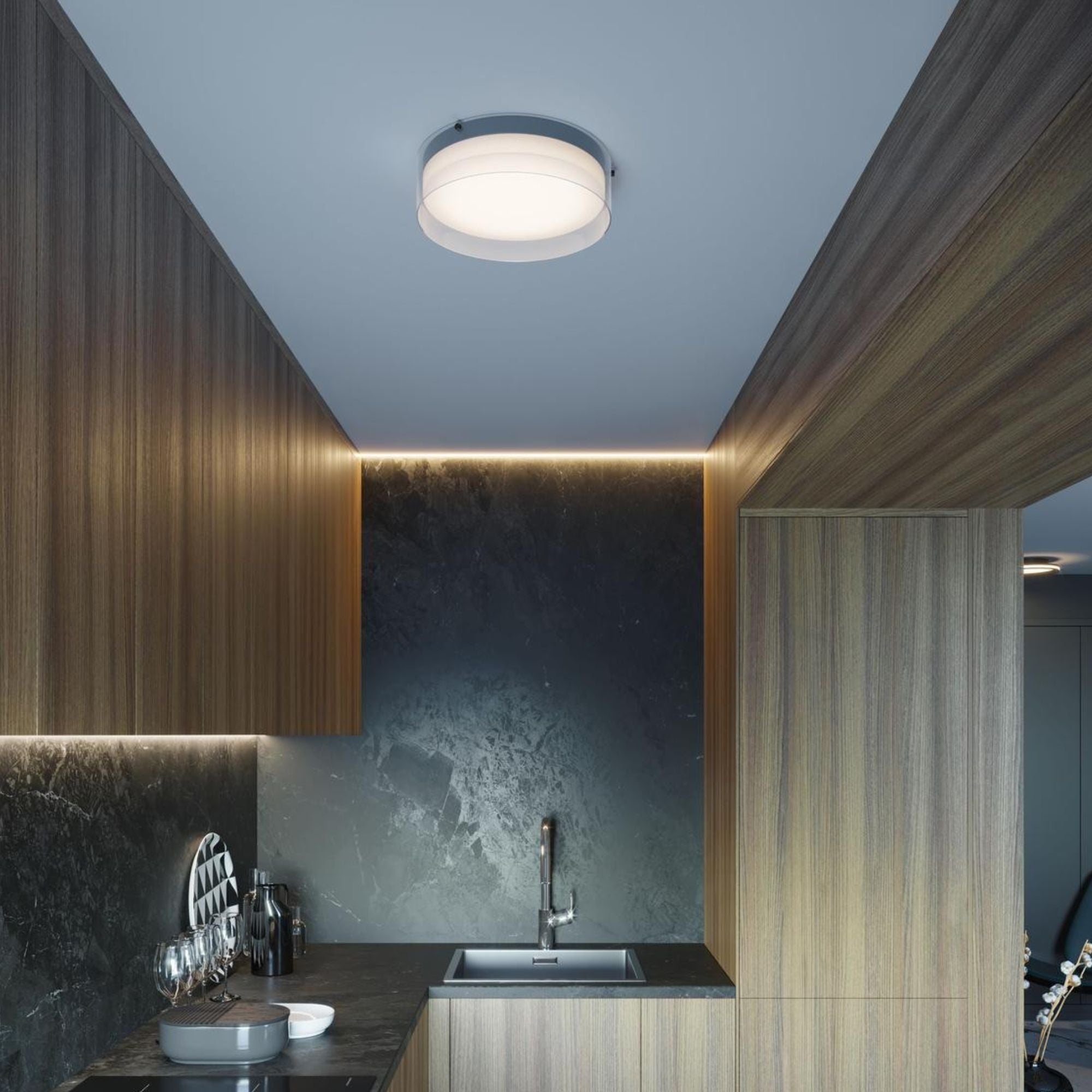 Studio 16" LED Flush Mount, Black Finish
