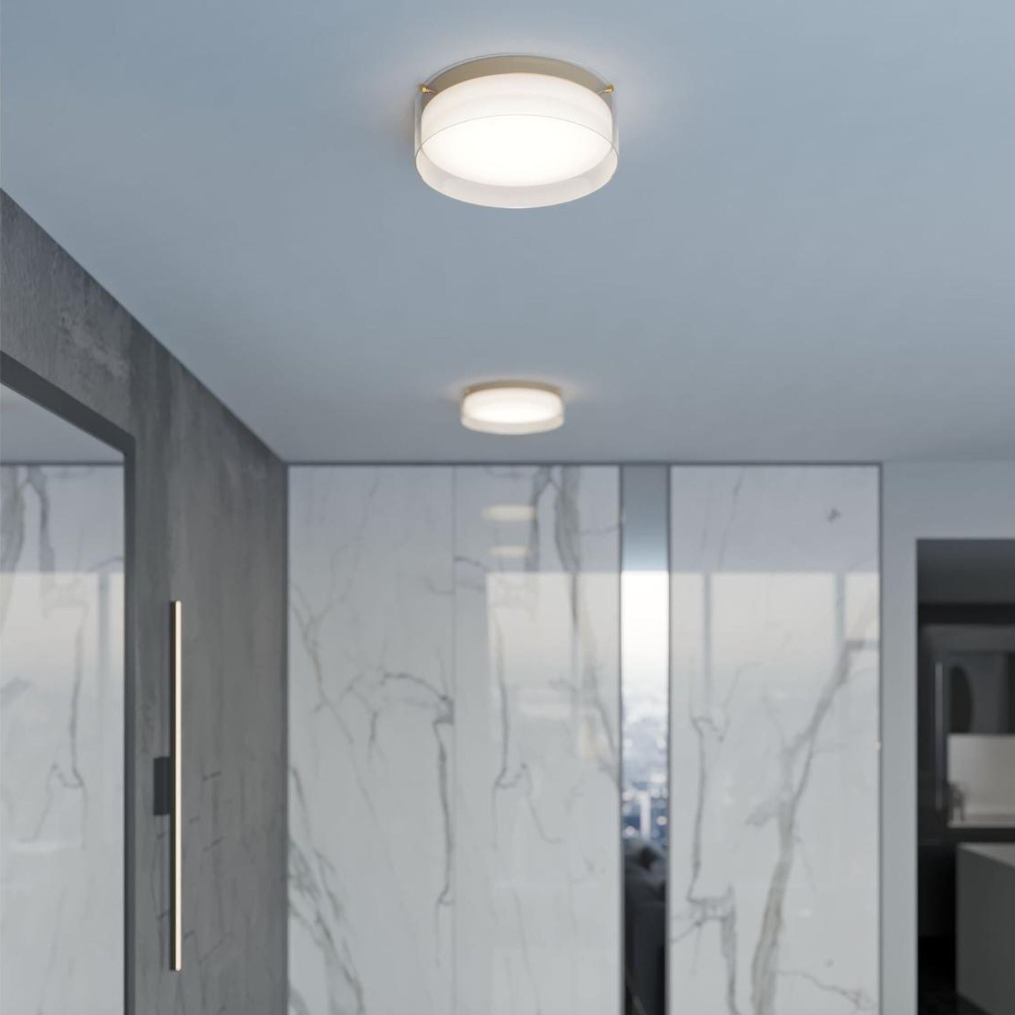 Studio 16" LED Flush Mount, Satin Brass Finish