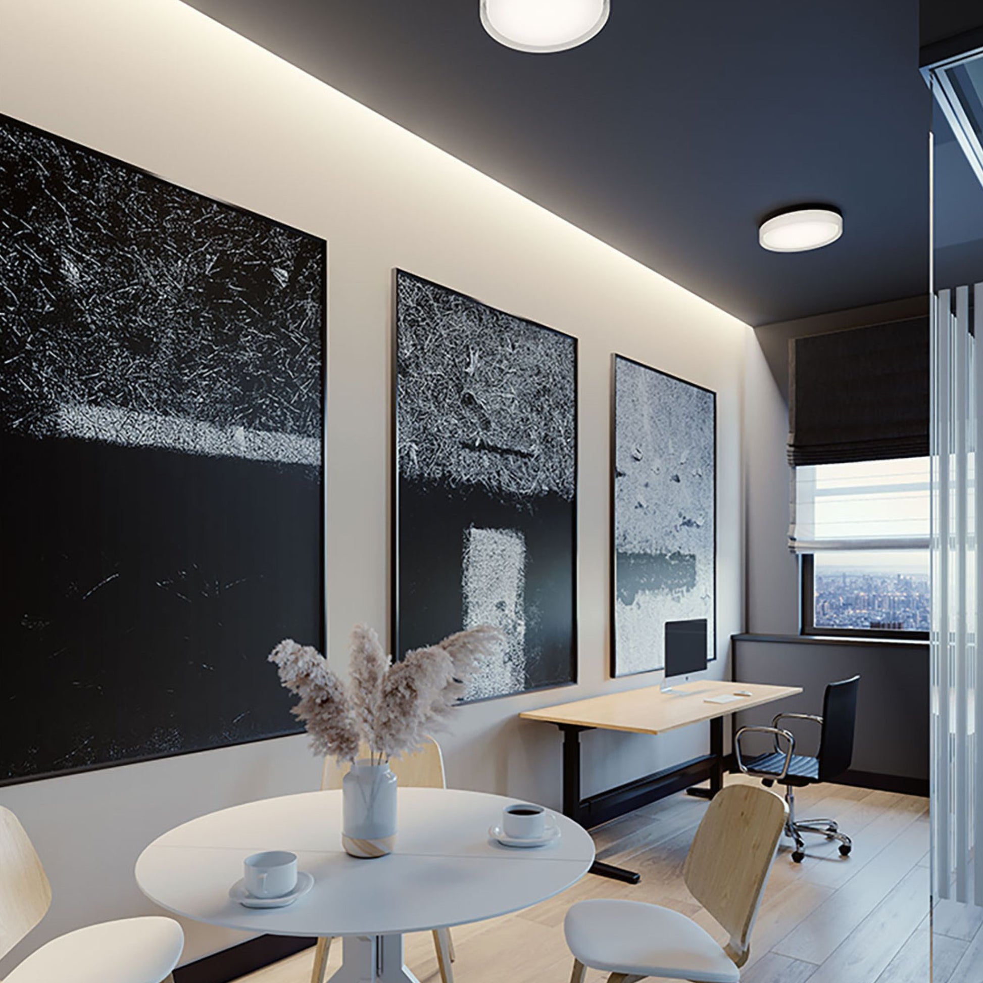 Tribeca 12" LED Flush Mount, Black Finish - Bees Lighting