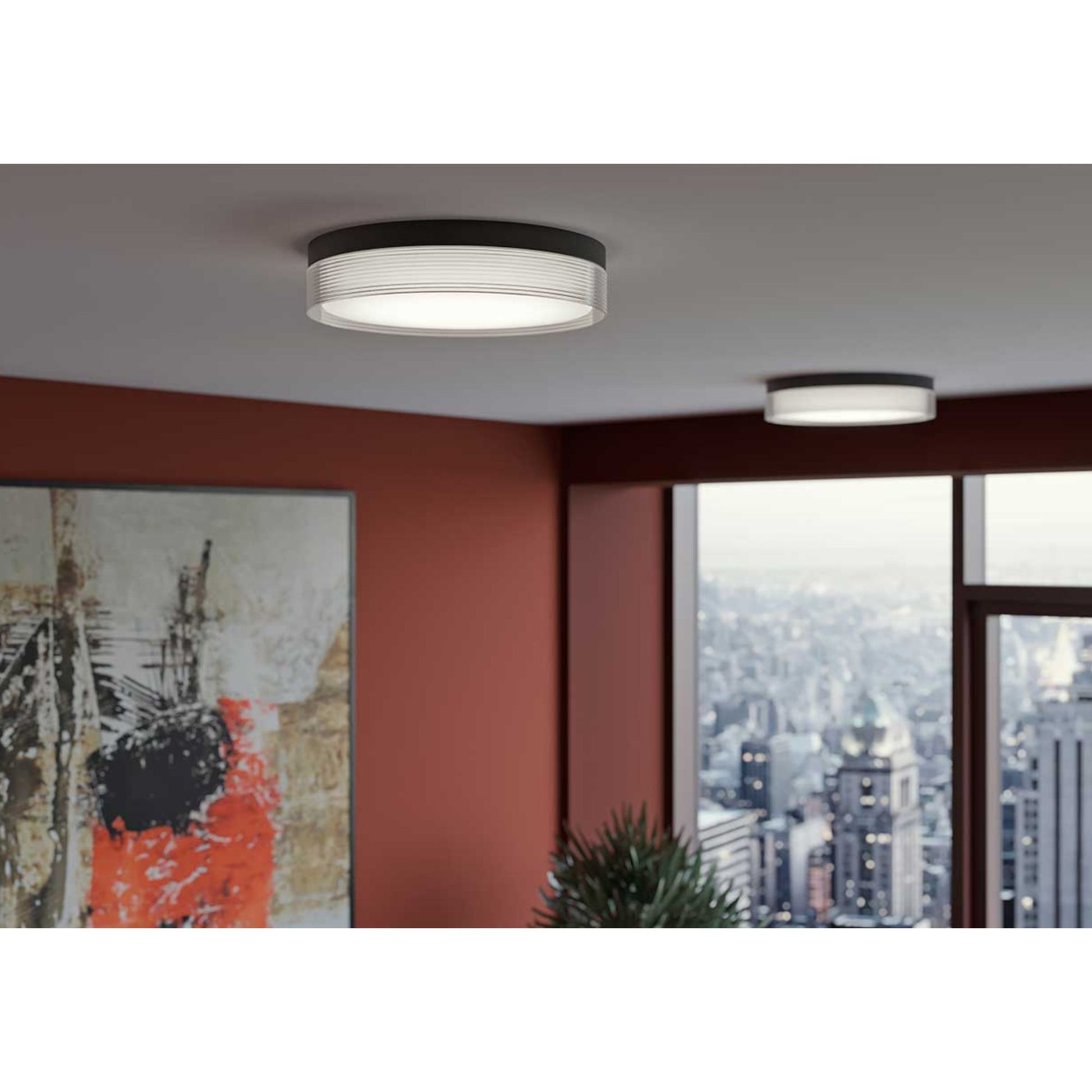 Tribeca 12" LED Flush Mount, Black Finish - Bees Lighting