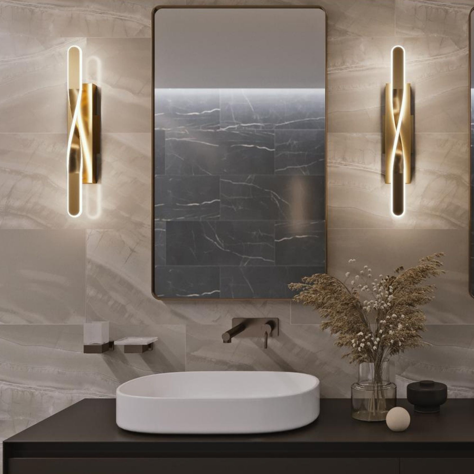 Twist 24 In. LED Bath Bar Satin Brass Finish - Bees Lighting