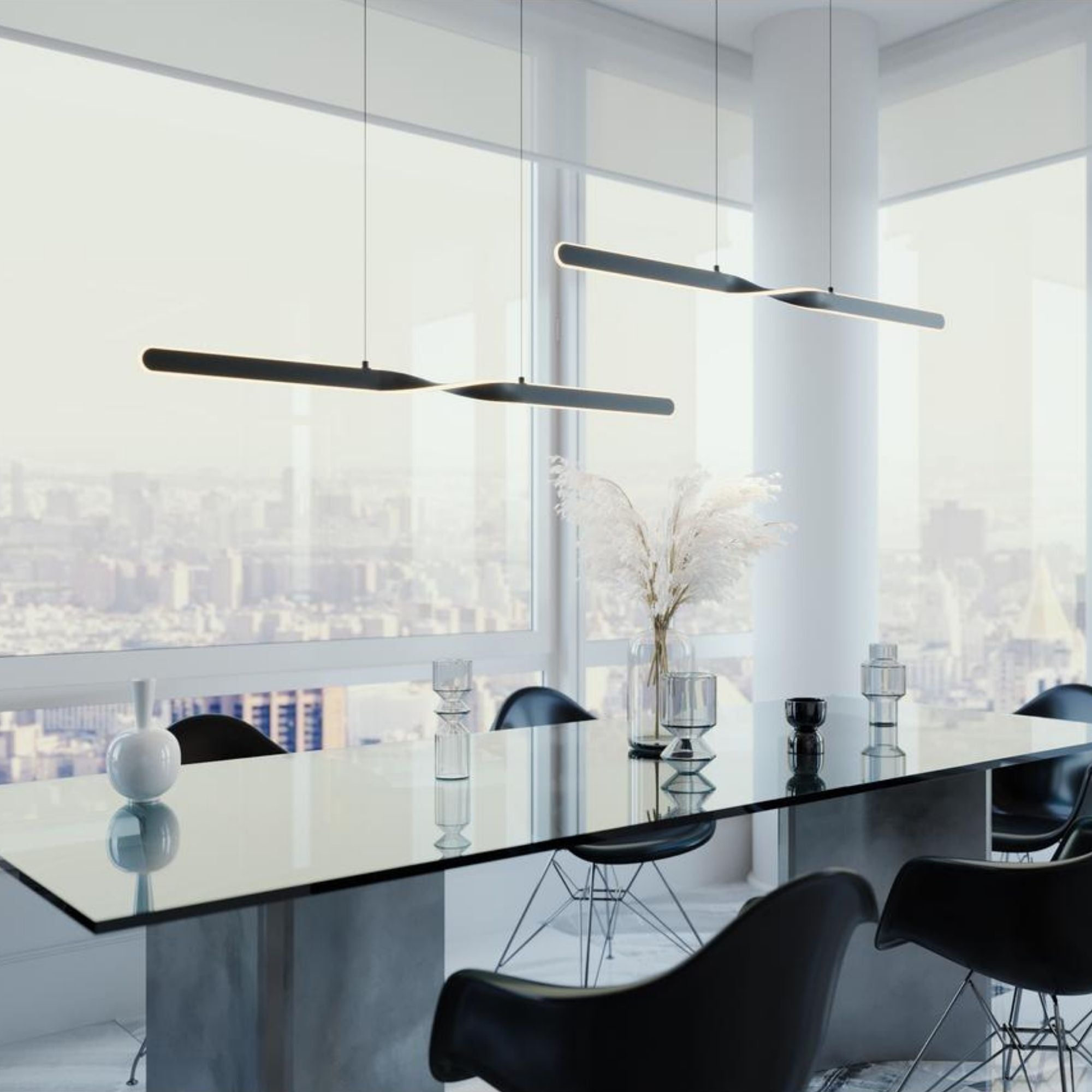 Twist 48" LED Linear Pendant, Black Finish - Bees Lighting
