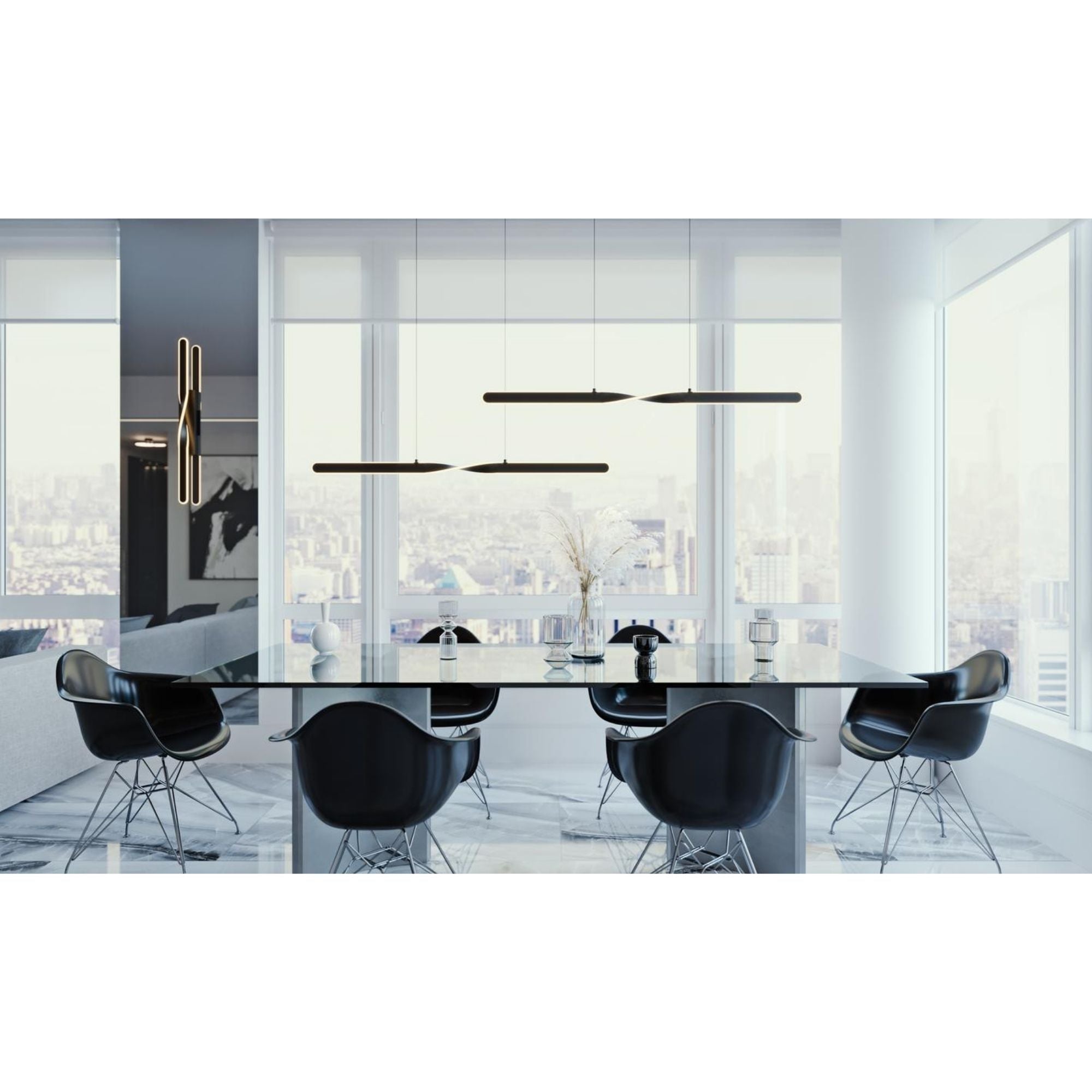 Twist 48" LED Linear Pendant, Black Finish - Bees Lighting