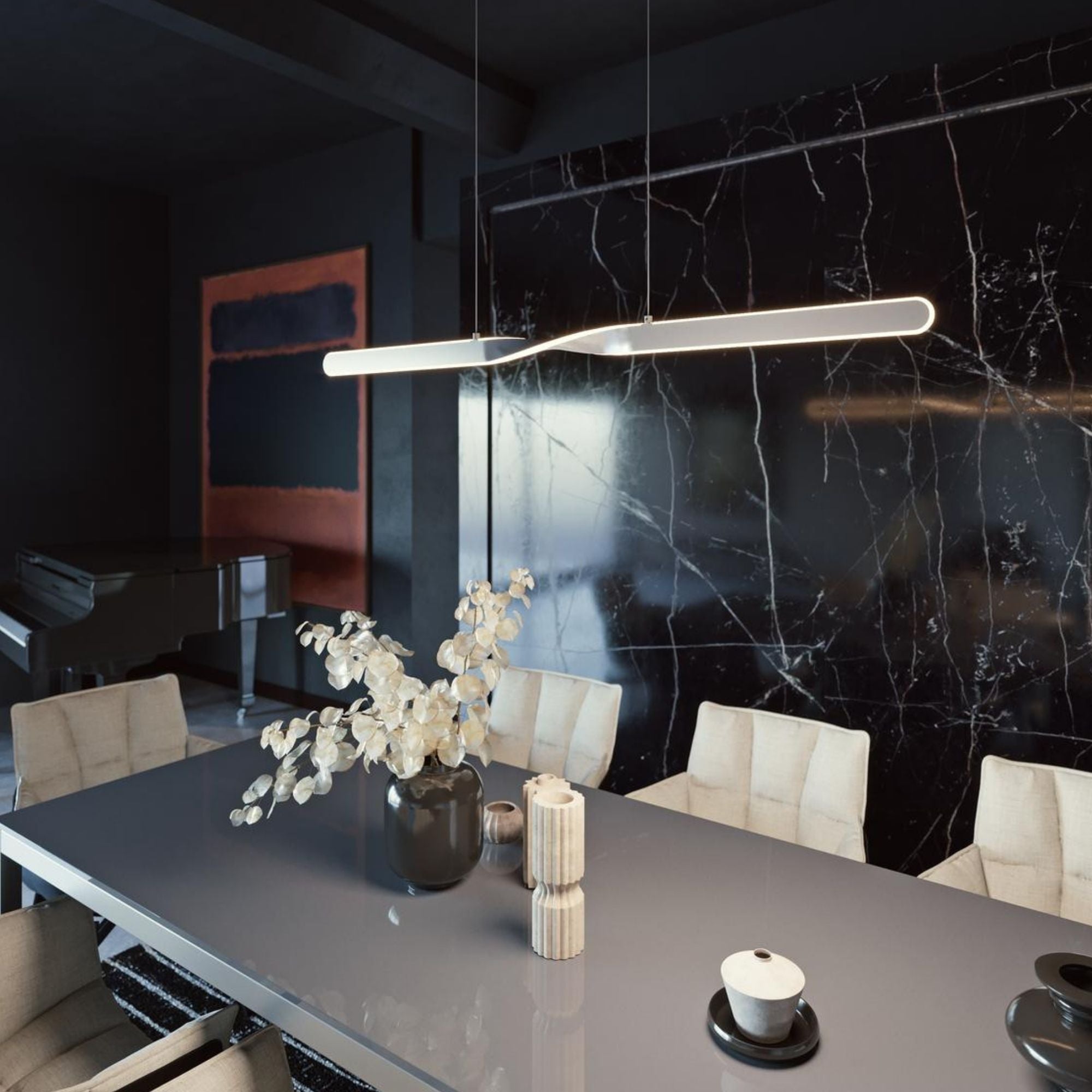 Twist 48" LED Linear Pendant, Black Finish - Bees Lighting