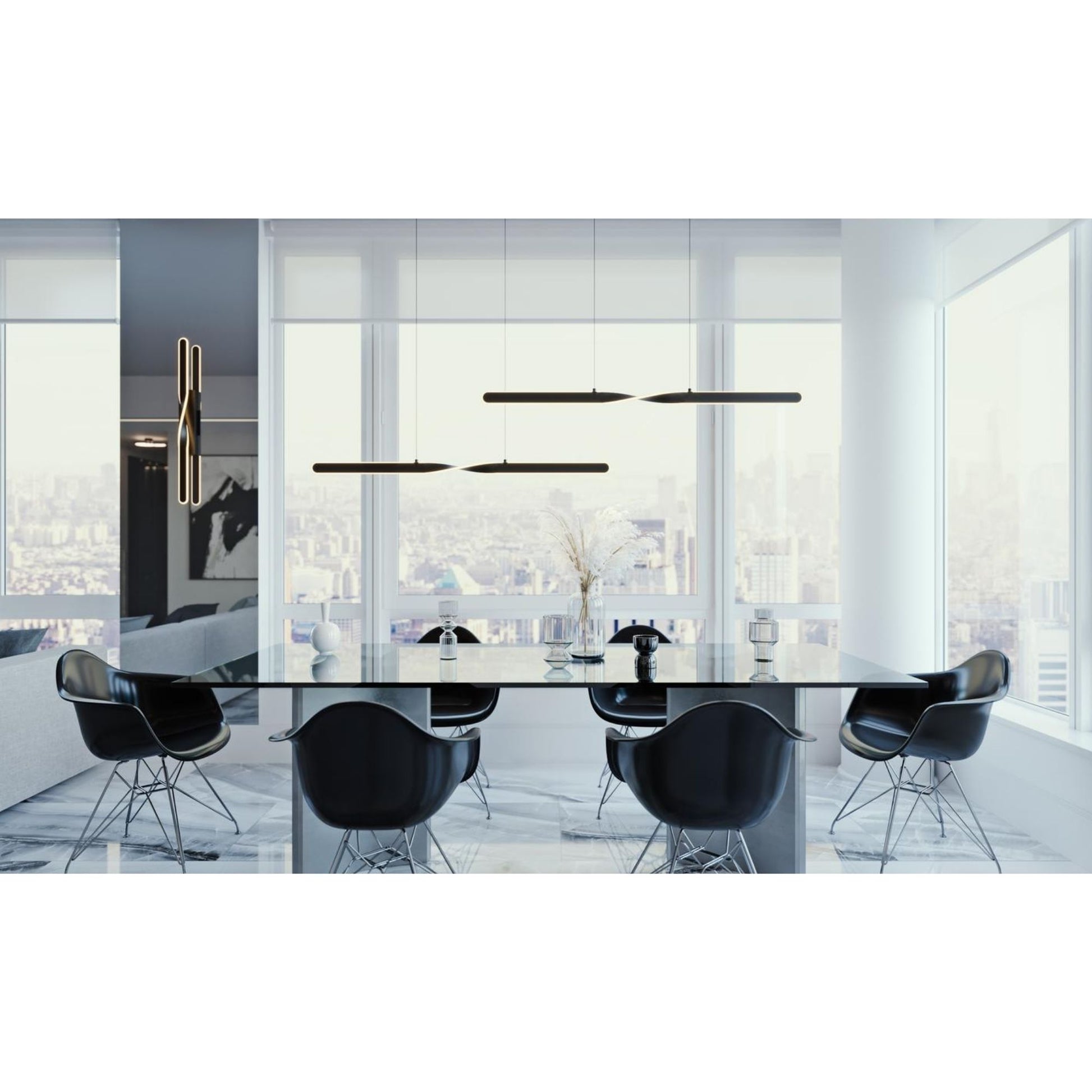 Twist 48" LED Linear Pendant, Satin Brass Finish - Bees Lighting