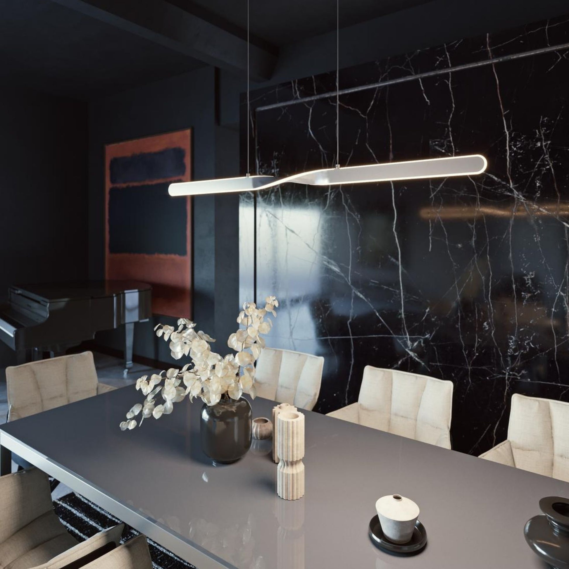 Twist 48" LED Linear Pendant, Satin Brass Finish - Bees Lighting