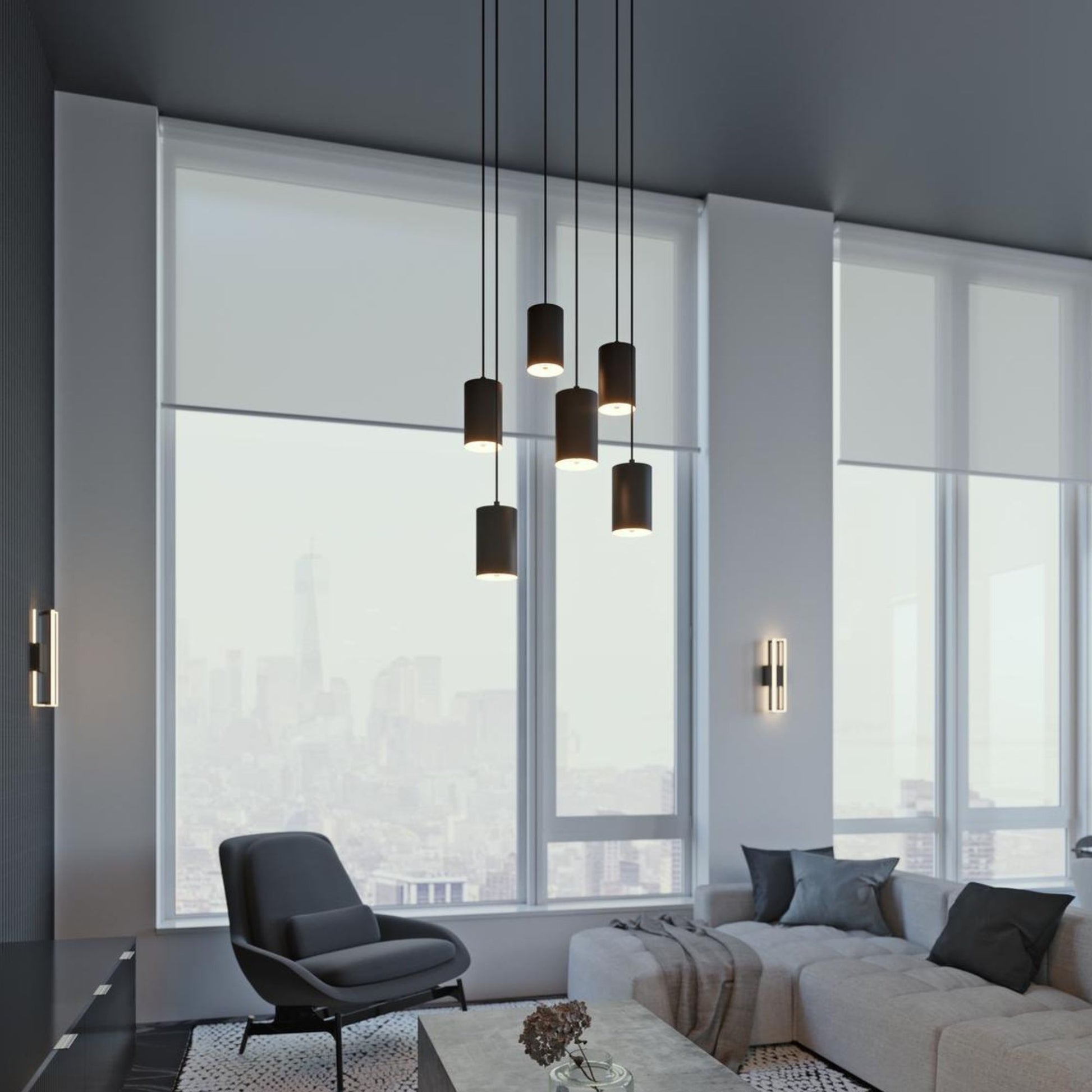 Tyke 24" 6-Light Multi-Port Pendant, Black Finish - Bees Lighting