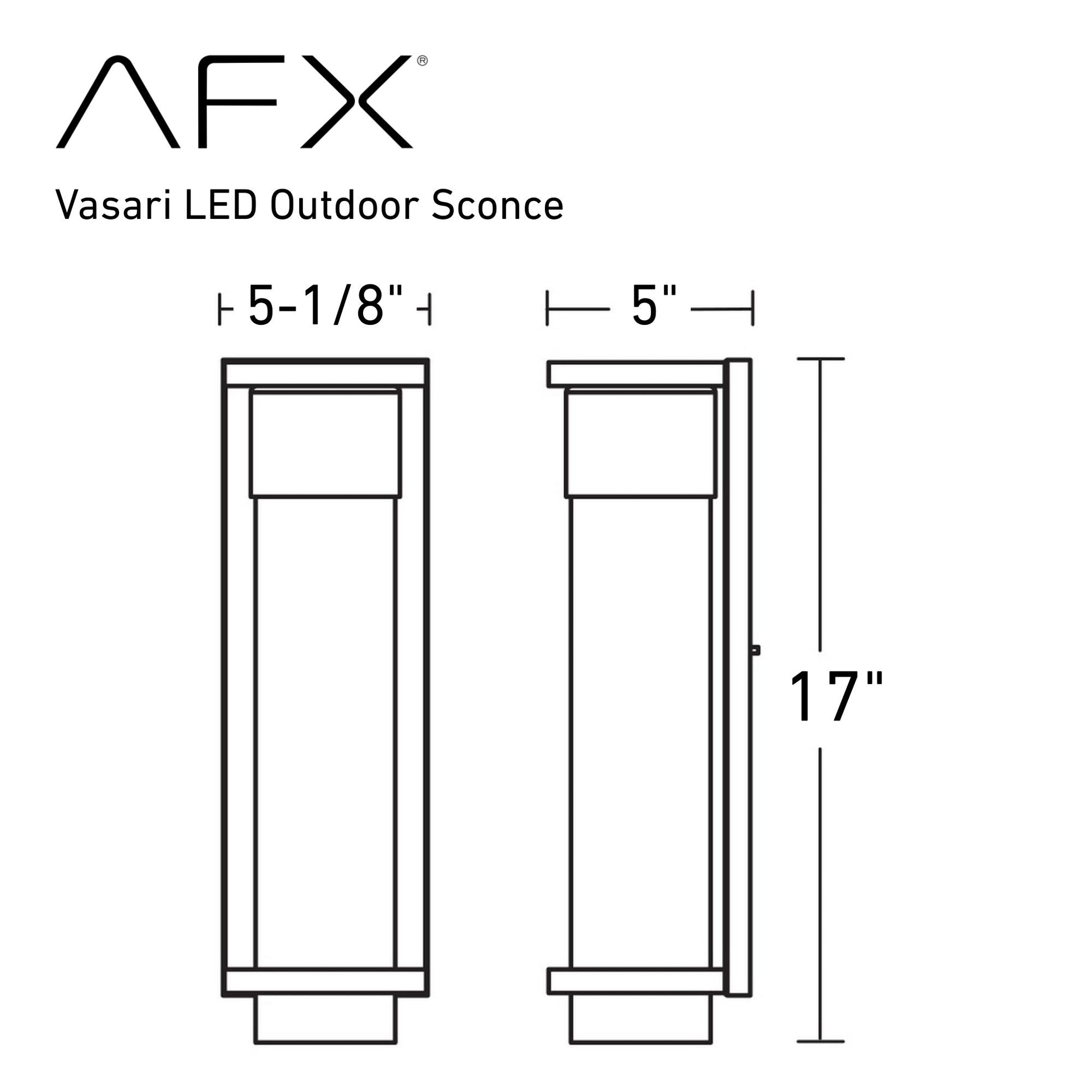 Vasari 17" LED Outdoor Wall Sconce, Black Finish - Bees Lighting