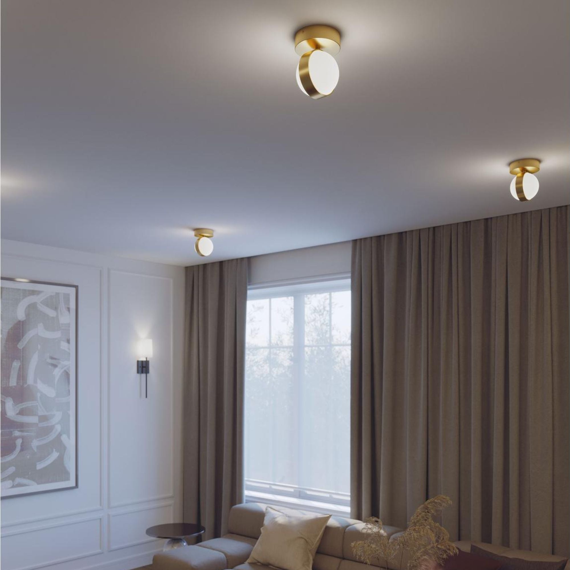 Verona 5" LED Flush Mount, Light Antique Brass Finish