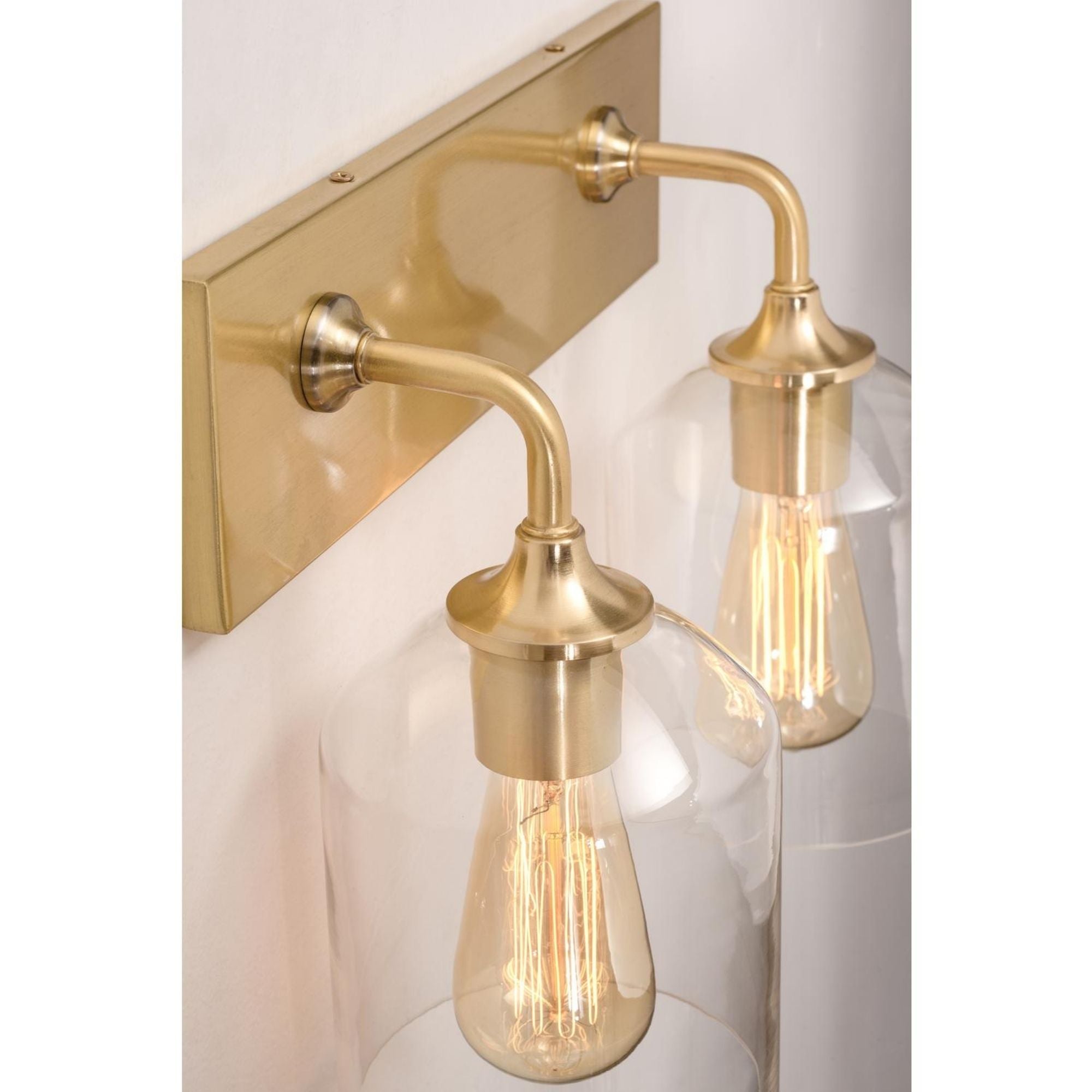 William 2 Lights 15 In. Vanity Light Satin Brass Finish - Bees Lighting
