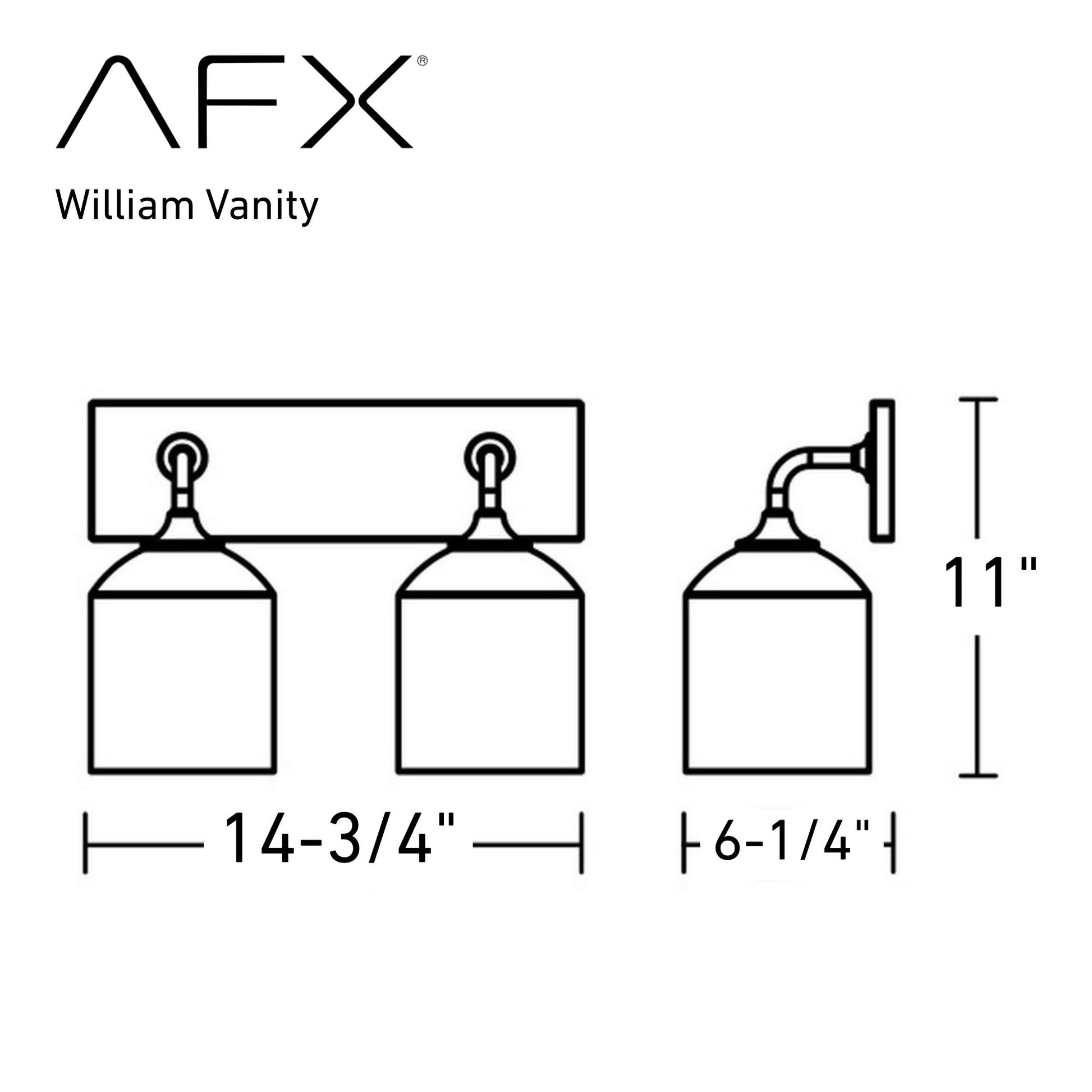 William 15" 2-Light Vanity, Satin Nickel Finish - Bees Lighting