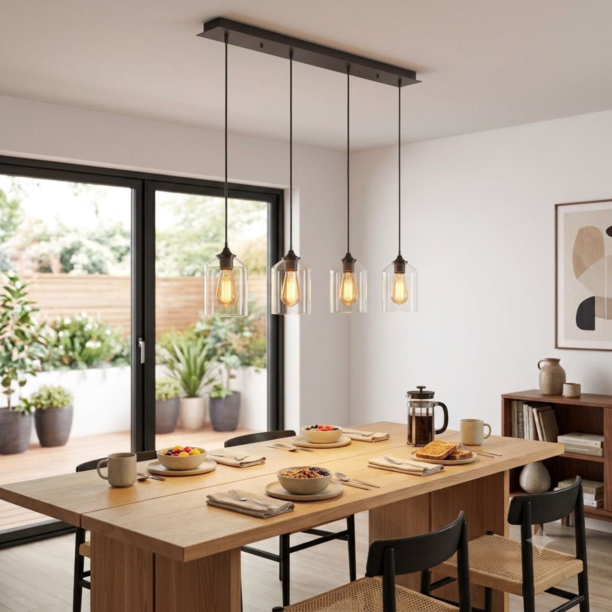 AFX William 36" 4-Light Linear Pendant, Black Finish