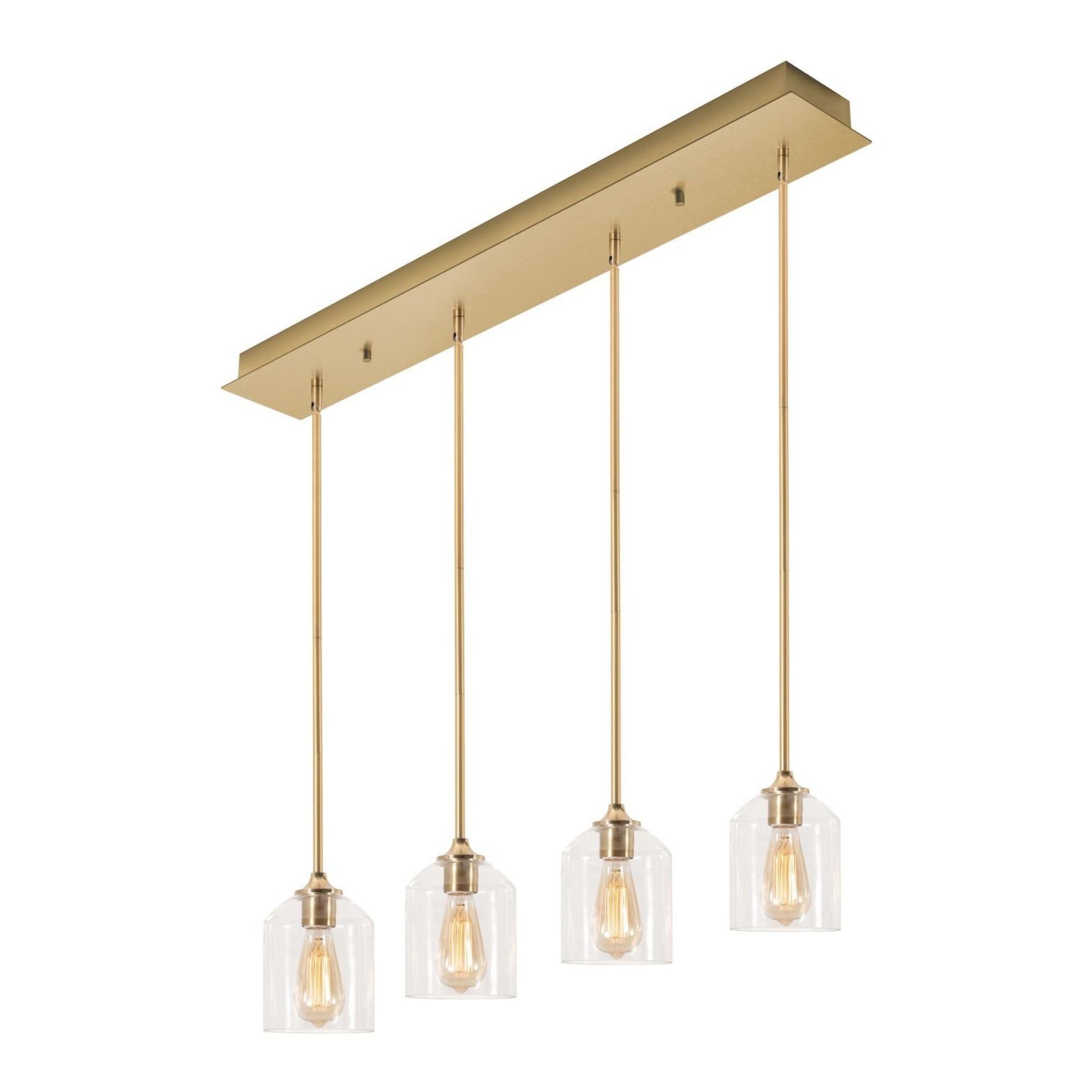 William 36" 4-Light Linear Pendant, Satin Brass Finish - Bees Lighting