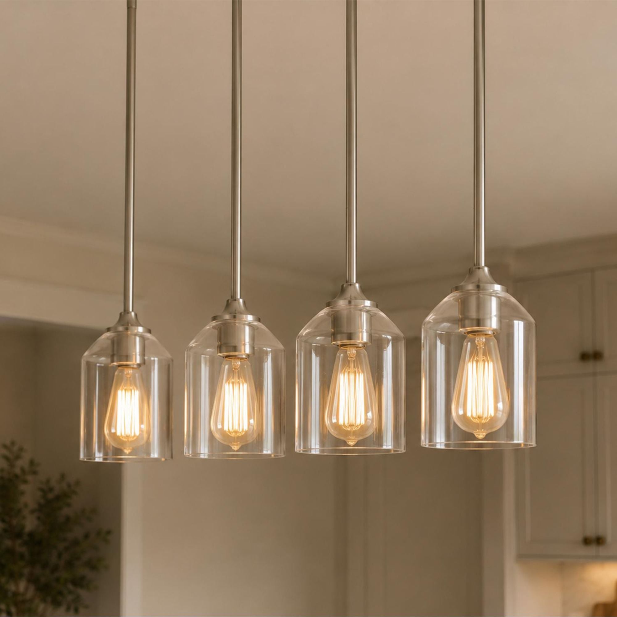AFX William 36" 4-Light Linear Pendant, Satin Nickel Finish