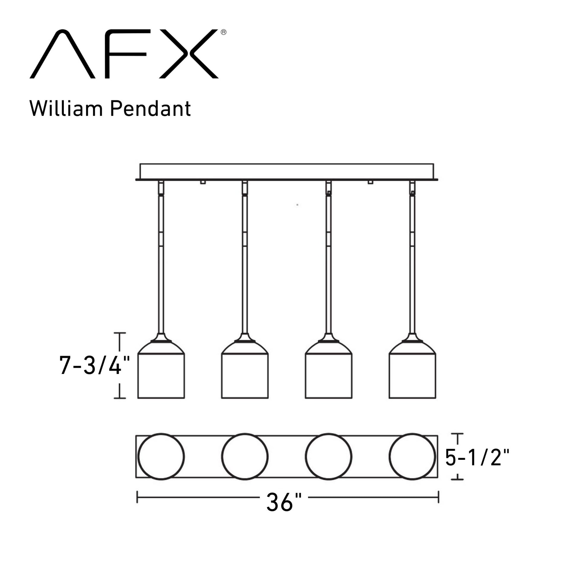 William 36" 4-Light Linear Pendant, Satin Nickel Finish - Bees Lighting
