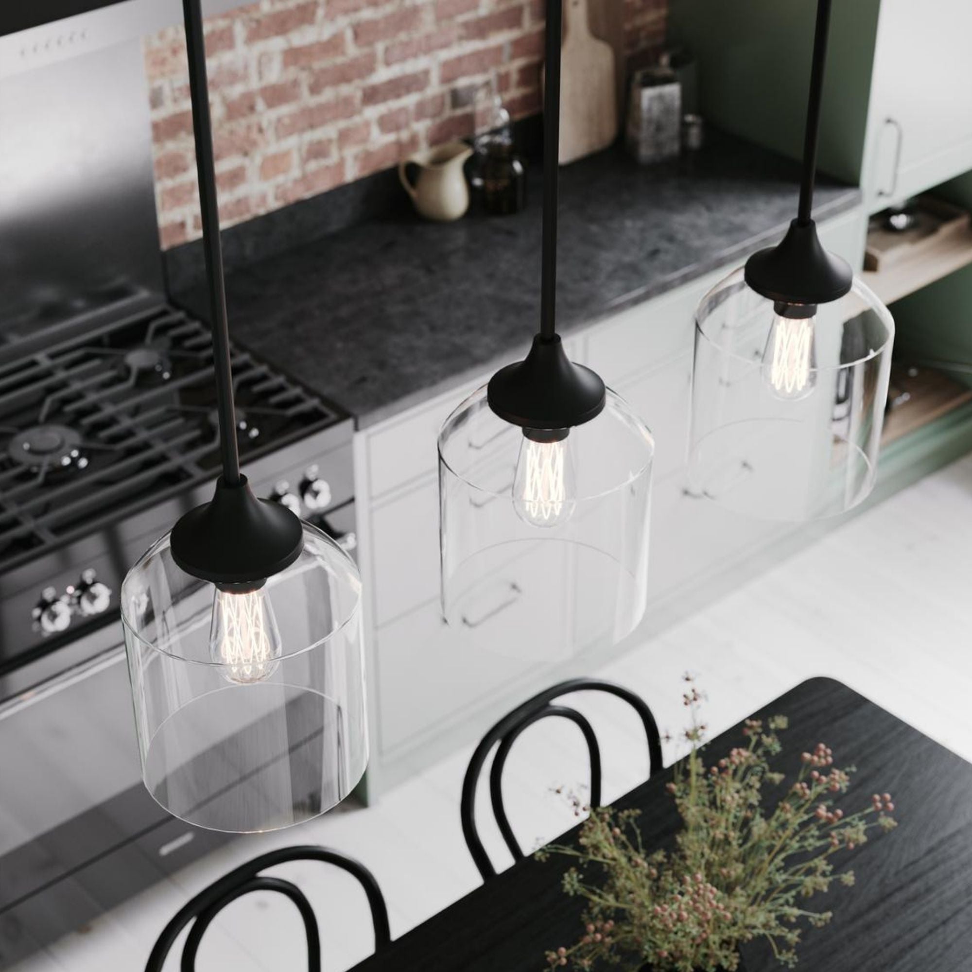 William 3 Lights 36 In. Pendant Light Black Finish - Bees Lighting