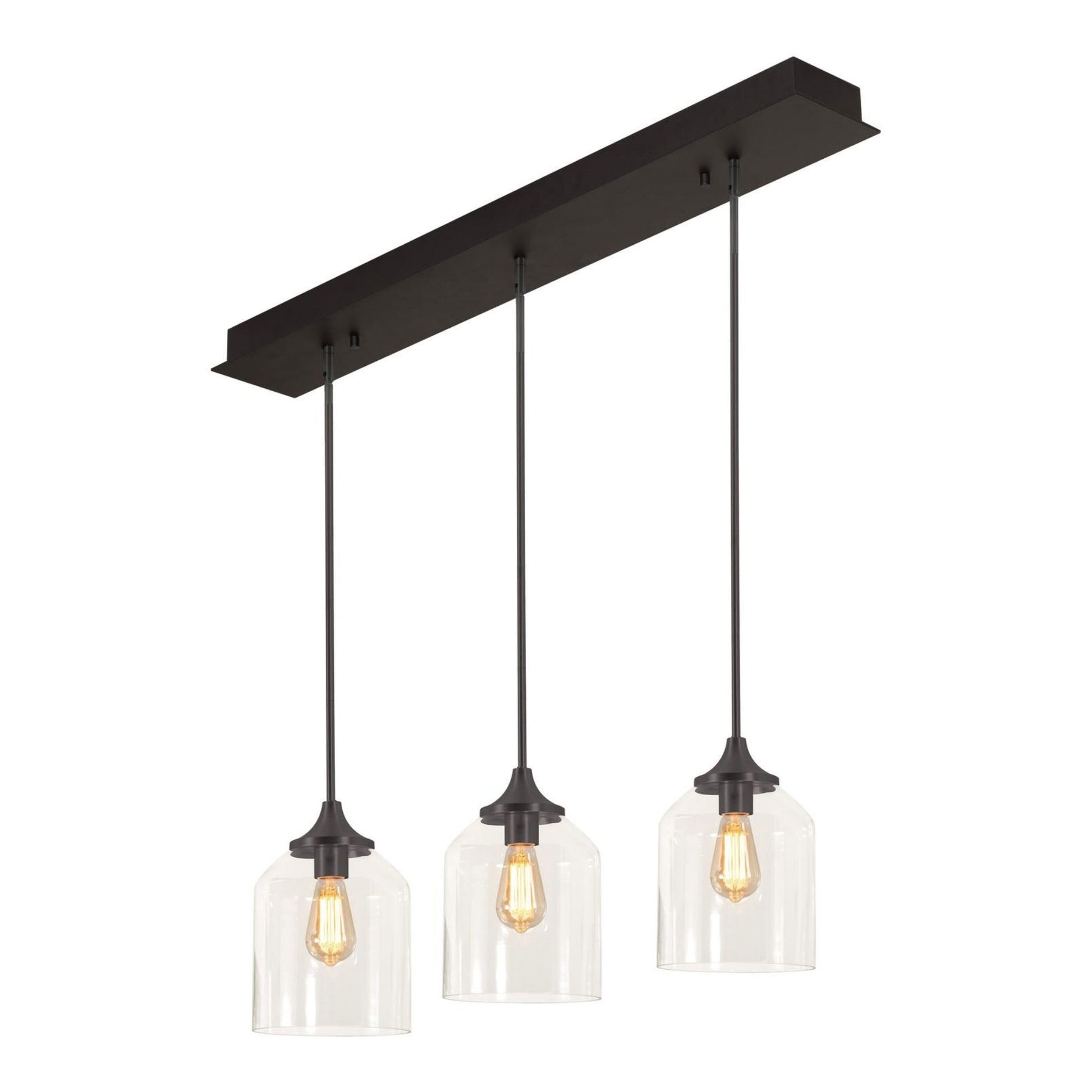 William 36" 3-Light Linear Pendant, Black Finish - Bees Lighting
