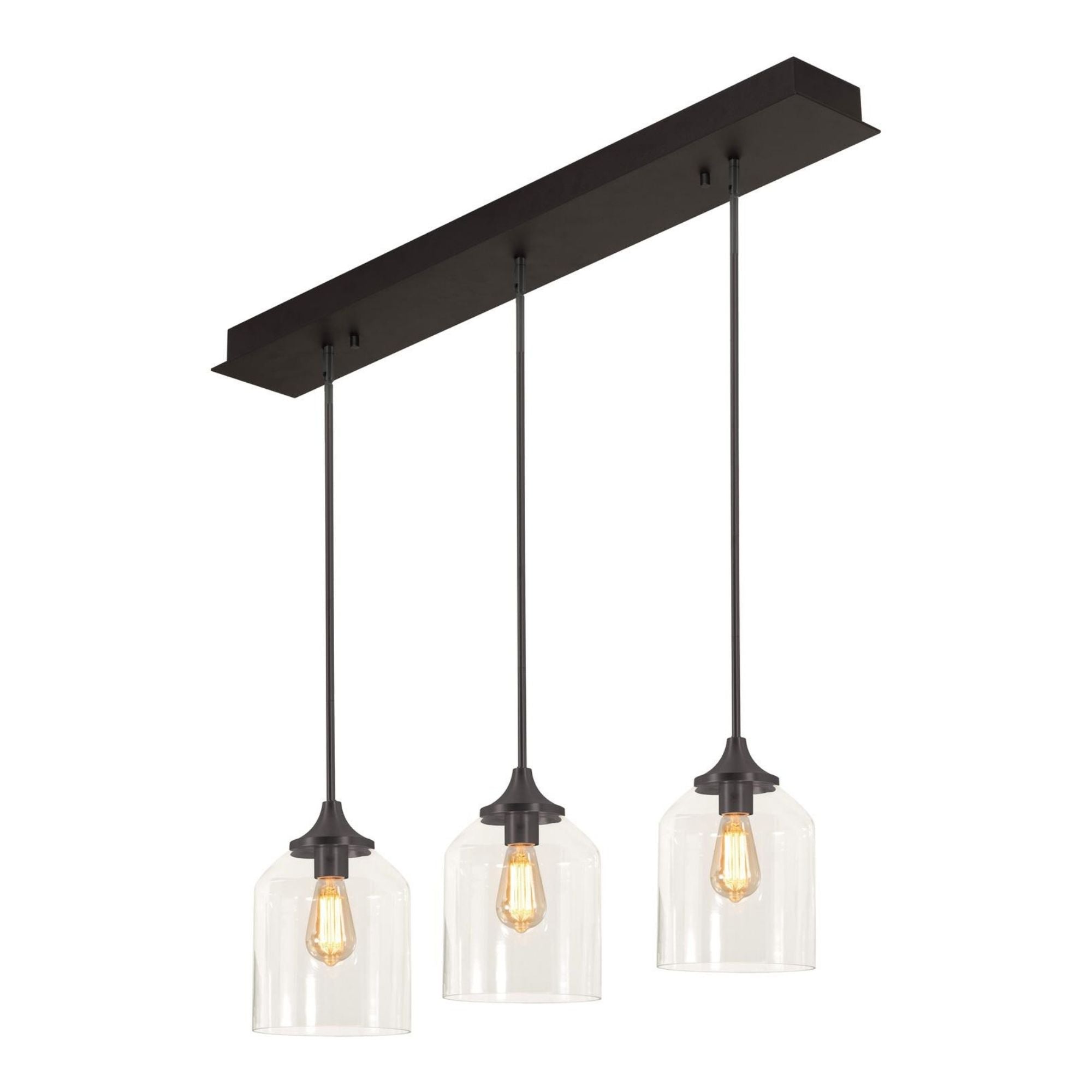 William 3 Lights 36 In. Pendant Light Black Finish - Bees Lighting